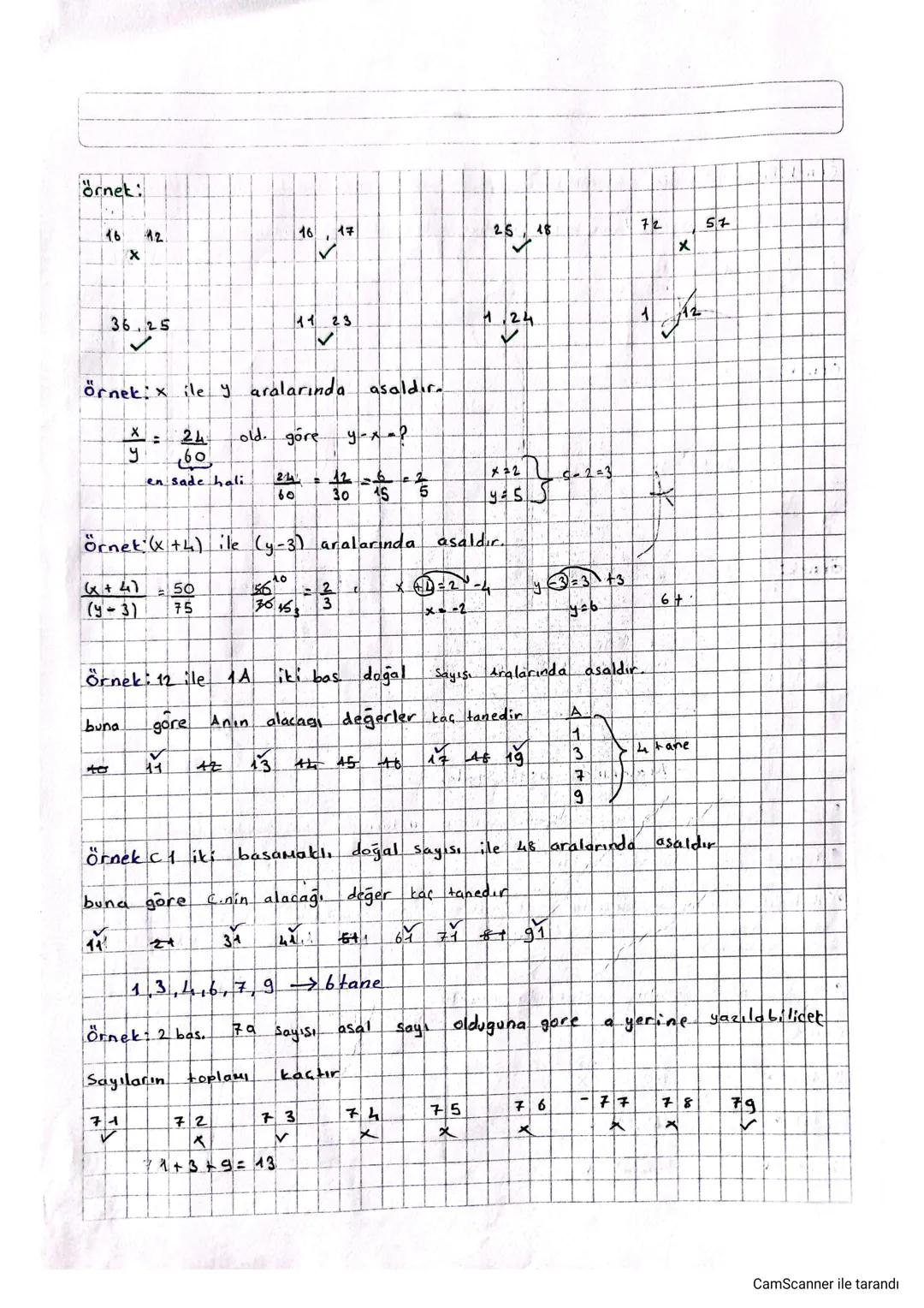 -
Aralarında asal Sayılar.
0
• 1'den başka ortak bōleni olmayan Sayılara
aralarında asal sayılar denir
• 1 her sayı ile aralarında asaldır
*