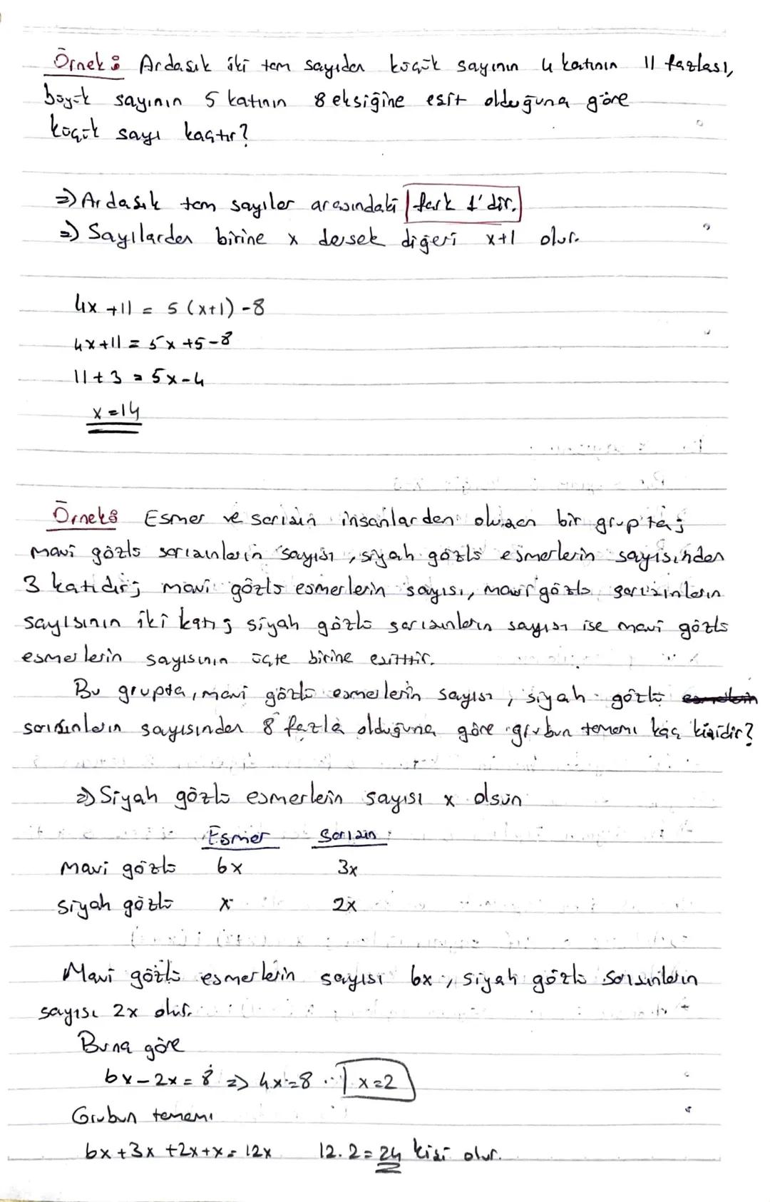 Sayı Problemleri
» Problem gözümünde sözel olarak anlatılan ifadeleri mate-
matik diline Gevirmek gereklidir. Bu şekilde denklem kurulmus oh
