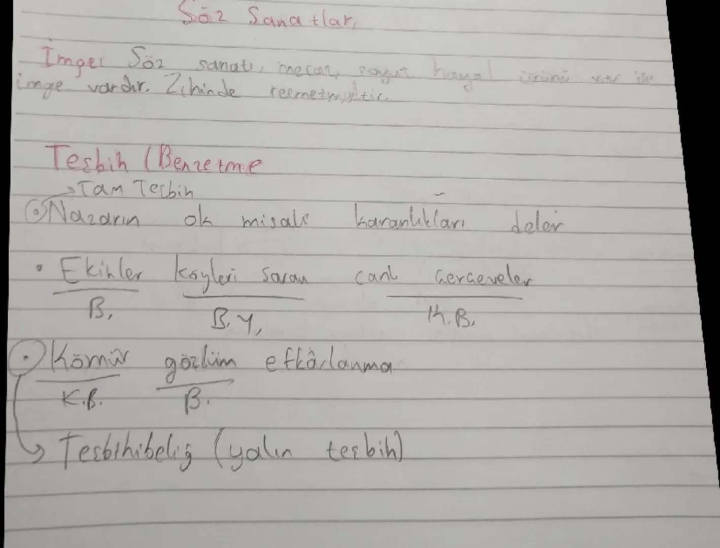 Söz Sanatlar,
Imper Söz sanatı, mecare, soyut hayal ürünü vov ise
imge vardır. Zihinde reemetmoitic.
Tesbih (Benzetme
→Tam Terbin
Nazarın