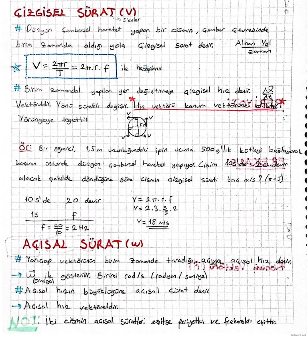 GEMBERSEL
HAREKET
⇒ Bir eksen etrafinda dönme hareketi yapan cisimlerin hareketine desic.
=
⇒ Cisim eşit zaman aralıklarında, eşit yol alara