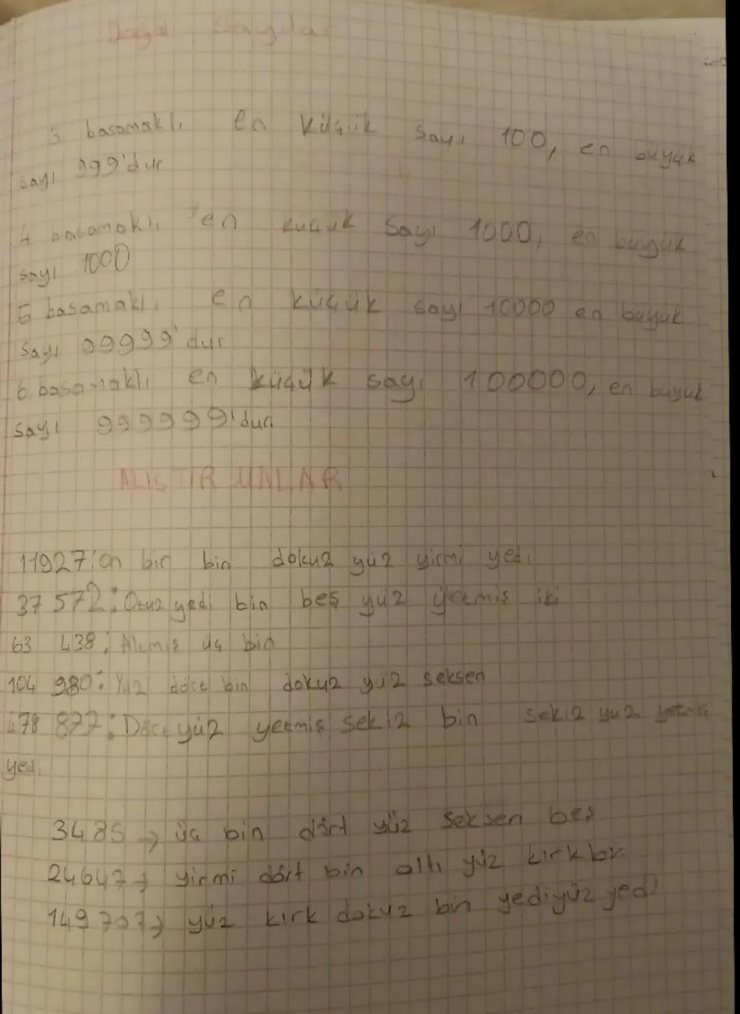 5 ve 6 BASAMAKLI DOGAL
SAYILAR-
5 boxomaklı Doğal sayllar
5 rakamdan oluşan doğal sayılara 5 bosomoklid
Sayilar denir.
•En küçük 5 basamaklı