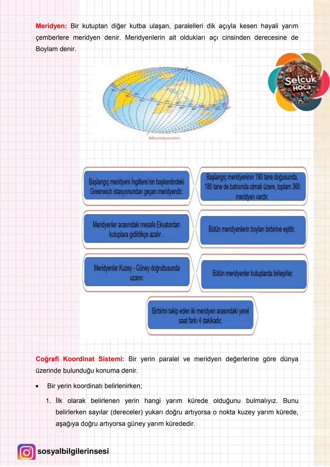 # 6. SINIF 3. ÜNİTE
Selçuk Hoca
## DÜNYANIN NERESİNDEYİM?
### KAVRAMLAR
* Bulunduğumuz bir yerin ya da çevremizdeki herhangi bir yerin