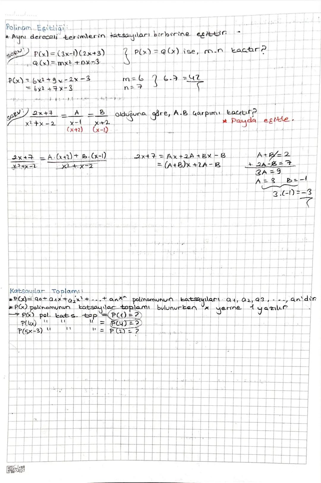 # POLINOMLAR
*x değişken, nen ve ao, a1, a2... an ER olmak üzere,
P(x)=a^x^ + an-1xn-1 + ... + a2x² + ai xi taoxo ifadesine gerçek katsayıl