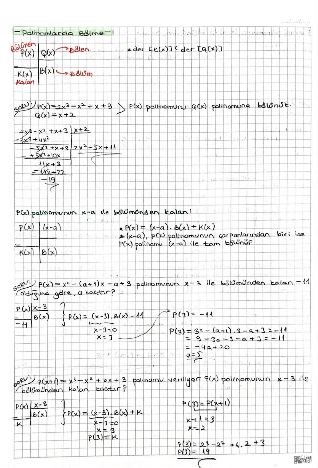 # POLINOMLAR
*x değişken, nen ve ao, a1, a2... an ER olmak üzere,
P(x)=a^x^ + an-1xn-1 + ... + a2x² + ai xi taoxo ifadesine gerçek katsayıl