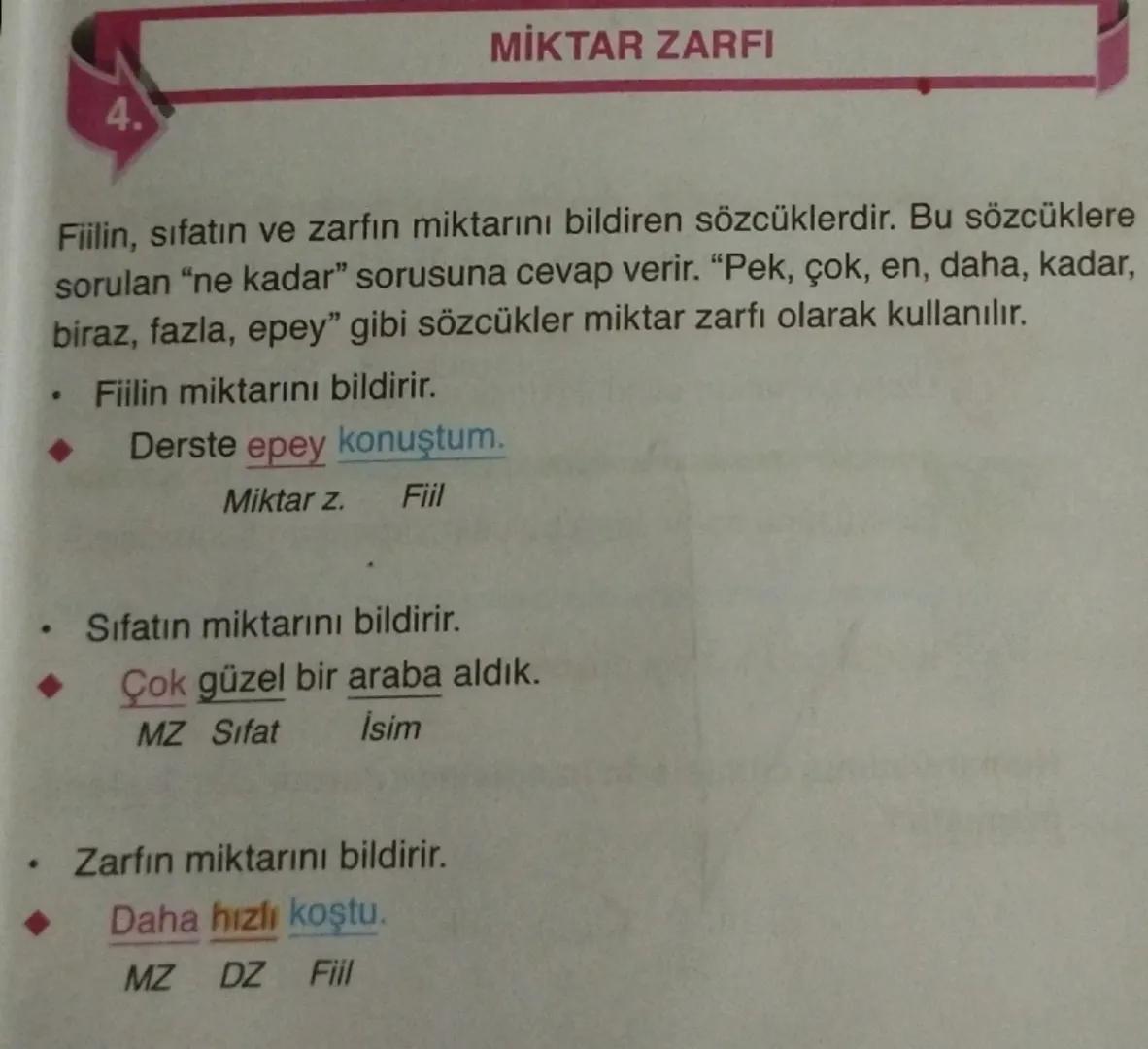 1.
# DURUM ZARFI
Fiilin durumunu yani nasıl yapıldığını belirten sözcüklerdir. Fiillere
sorulan "nasıl" sorusuna cevap verir.
* Arabayı h