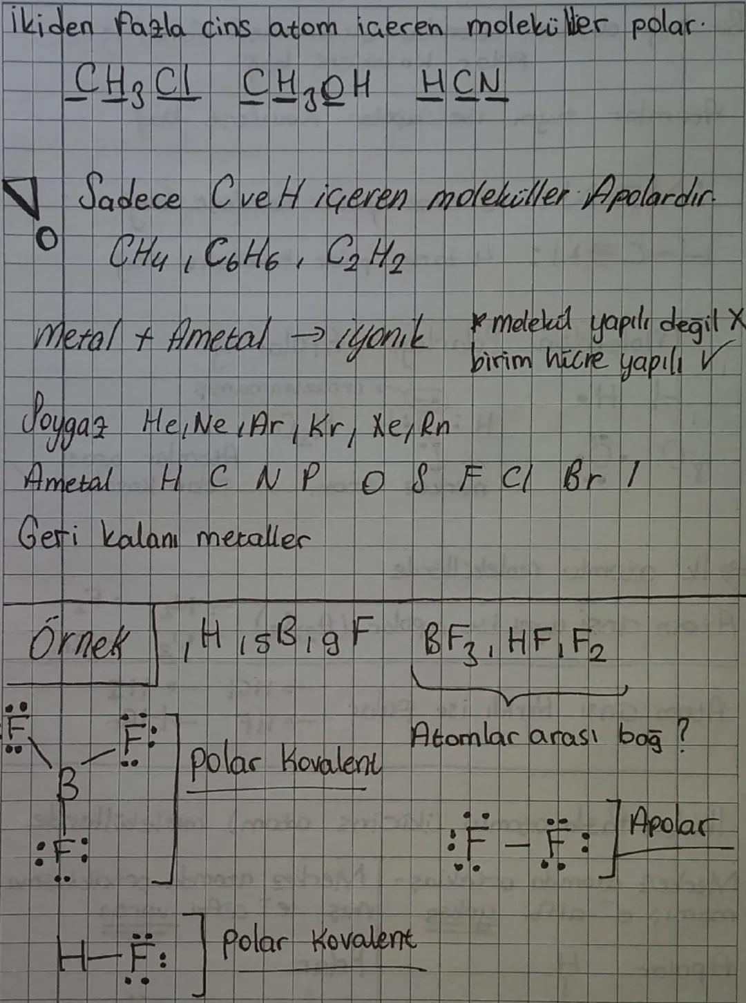 Bir bagi oluşturan atomlar birbirinden farklı ise
Polar Kovalent bağ
Atomlar aynı ise apolar Kovalent bağ
:N=N: 3 tane apolar Kovalent bag
H