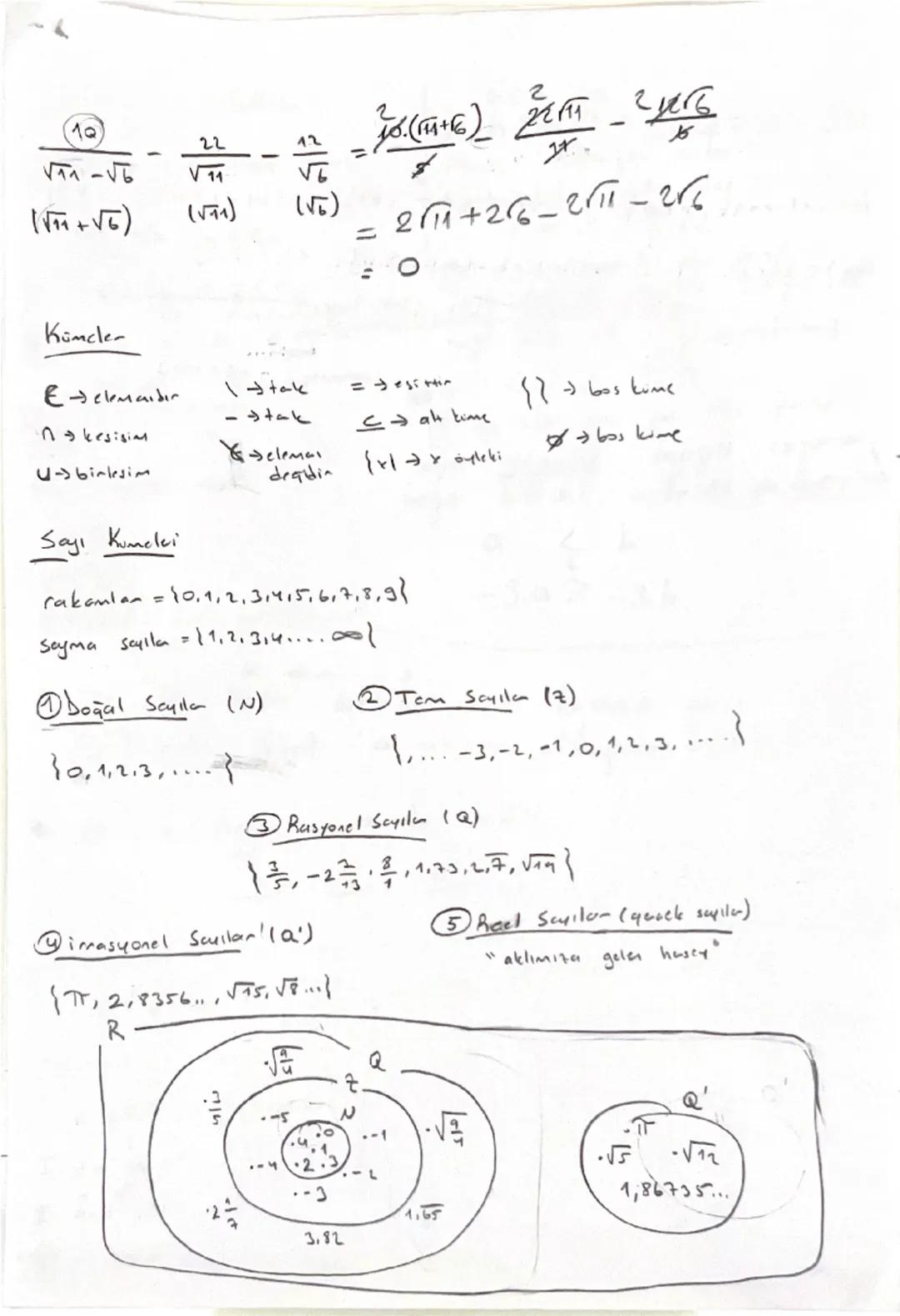 9.sınıf matematik kümeler
