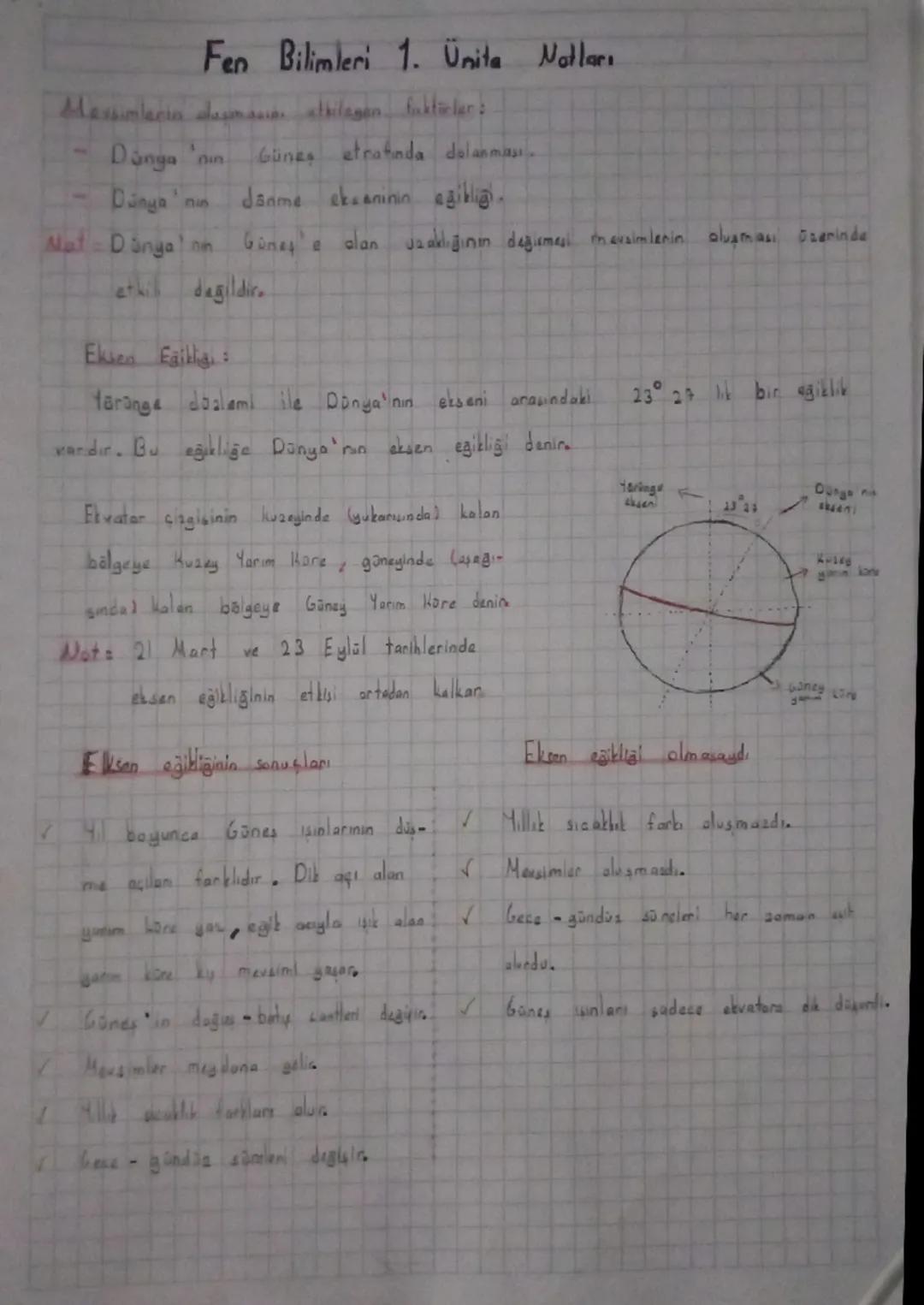 Fen Bilimleri 1. Ünite Notları
Massimlecia masinathilagan faktörler:
Danga 'nin
Günes etrafinda dalanması
Dunyanin Janme
eksaninin agilligi