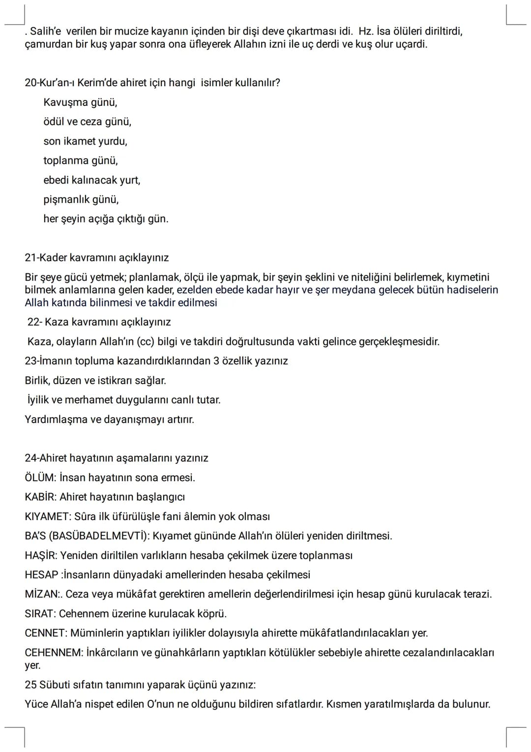 # 9. SINIF ÇALIŞMA KAĞIDI
1. "İman edip salih ameller işleyenlere gelince, onlara içinden ırmaklar akan cennetler vardır. İşte bu
**büyük ba