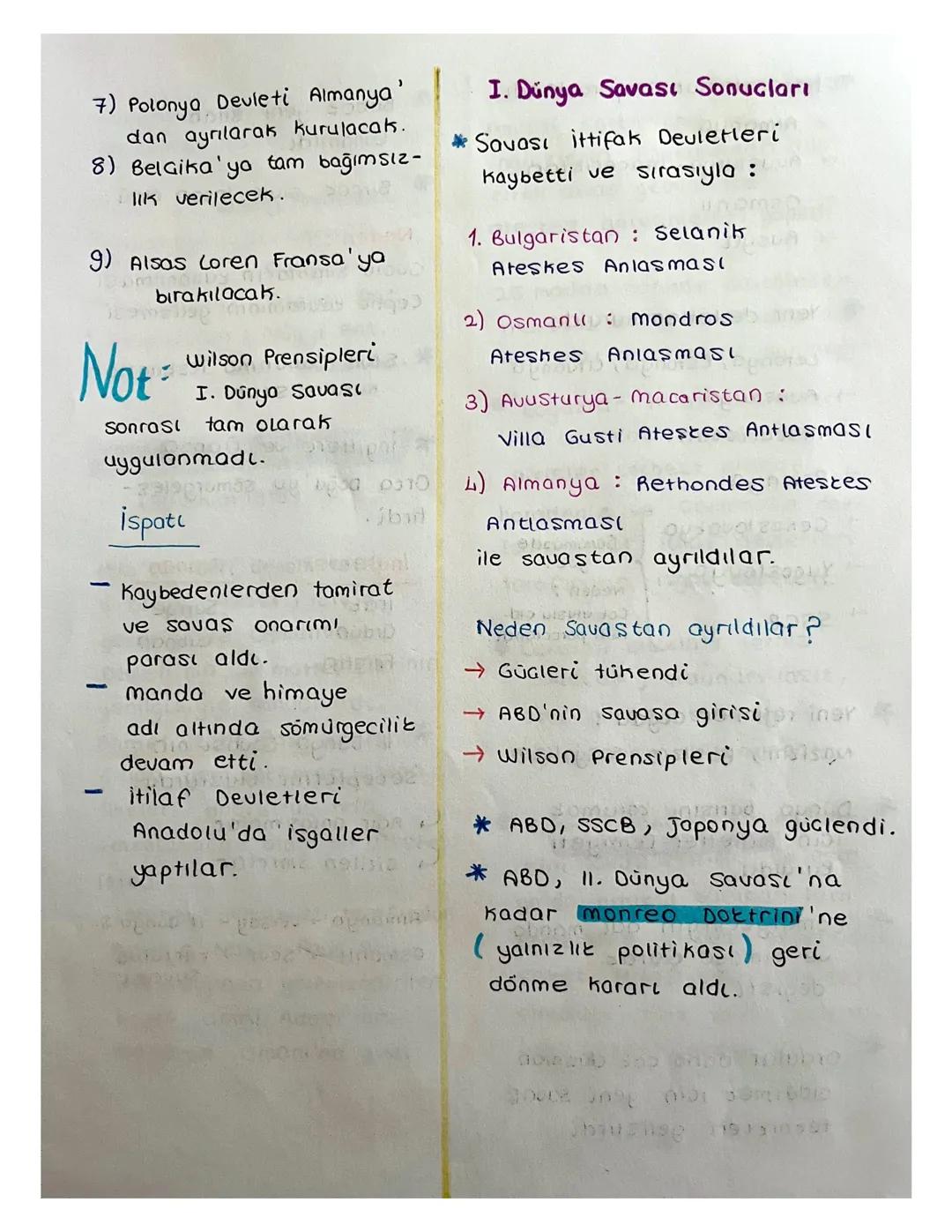 Birinci Dünya Savaşı’nın sonuçları