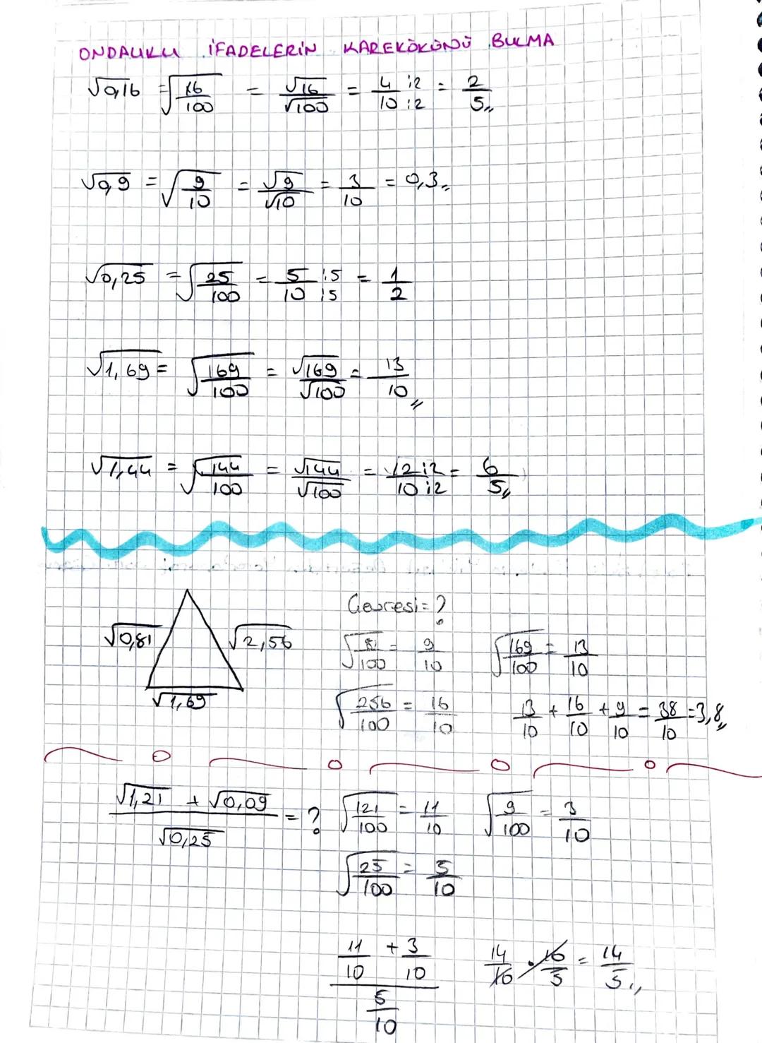 Kore Kök Alma
KARE KÖKLÜ SAYILAR
2x -> korekök X
✓2 = Lorekök 2
त
2
kökin derecesi
IT
☑
=
✓ » kok sembol's
Х
'
Not: Bir
7
sayinin
korekōkō k