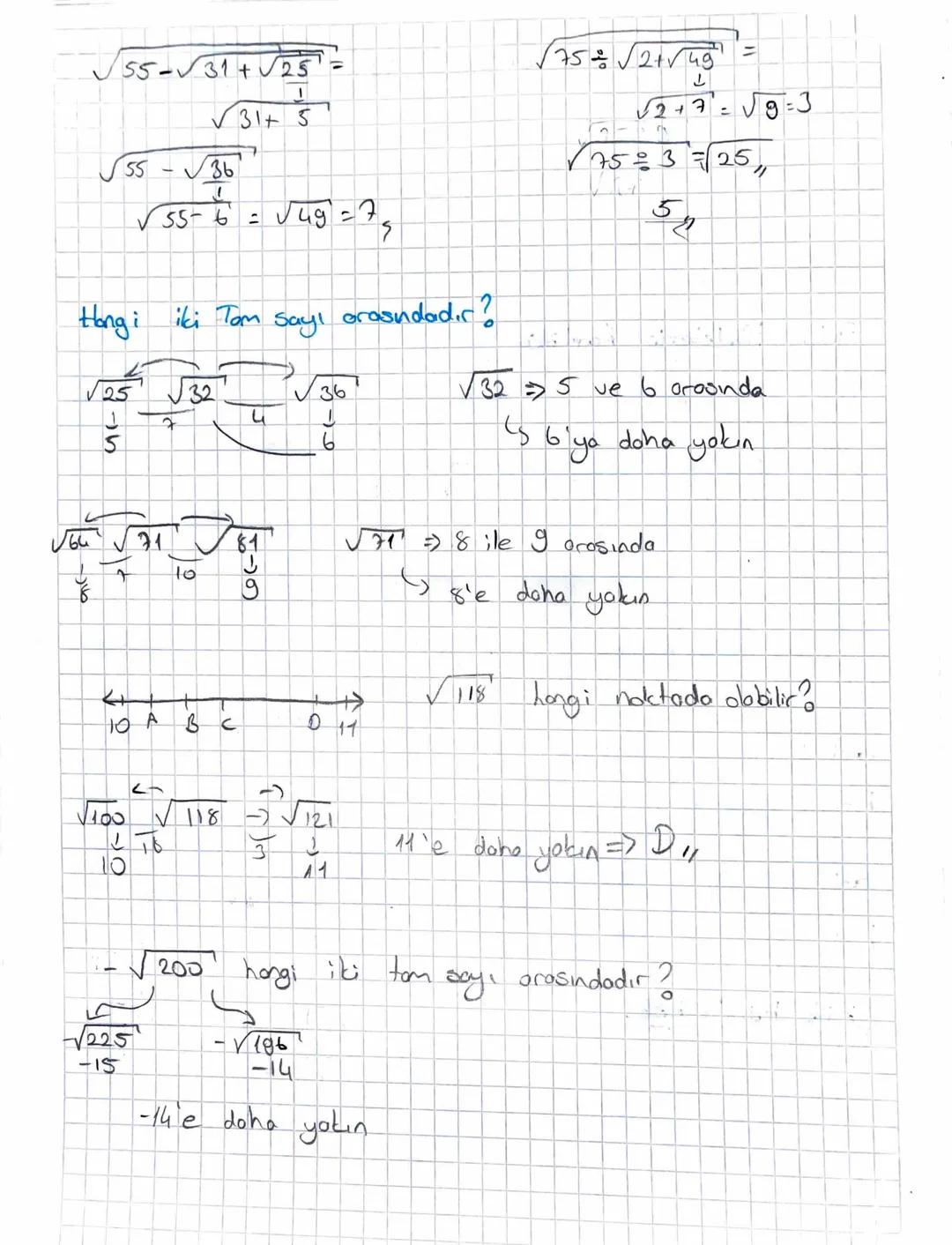 Kore Kök Alma
KARE KÖKLÜ SAYILAR
2x -> korekök X
✓2 = Lorekök 2
त
2
kökin derecesi
IT
☑
=
✓ » kok sembol's
Х
'
Not: Bir
7
sayinin
korekōkō k
