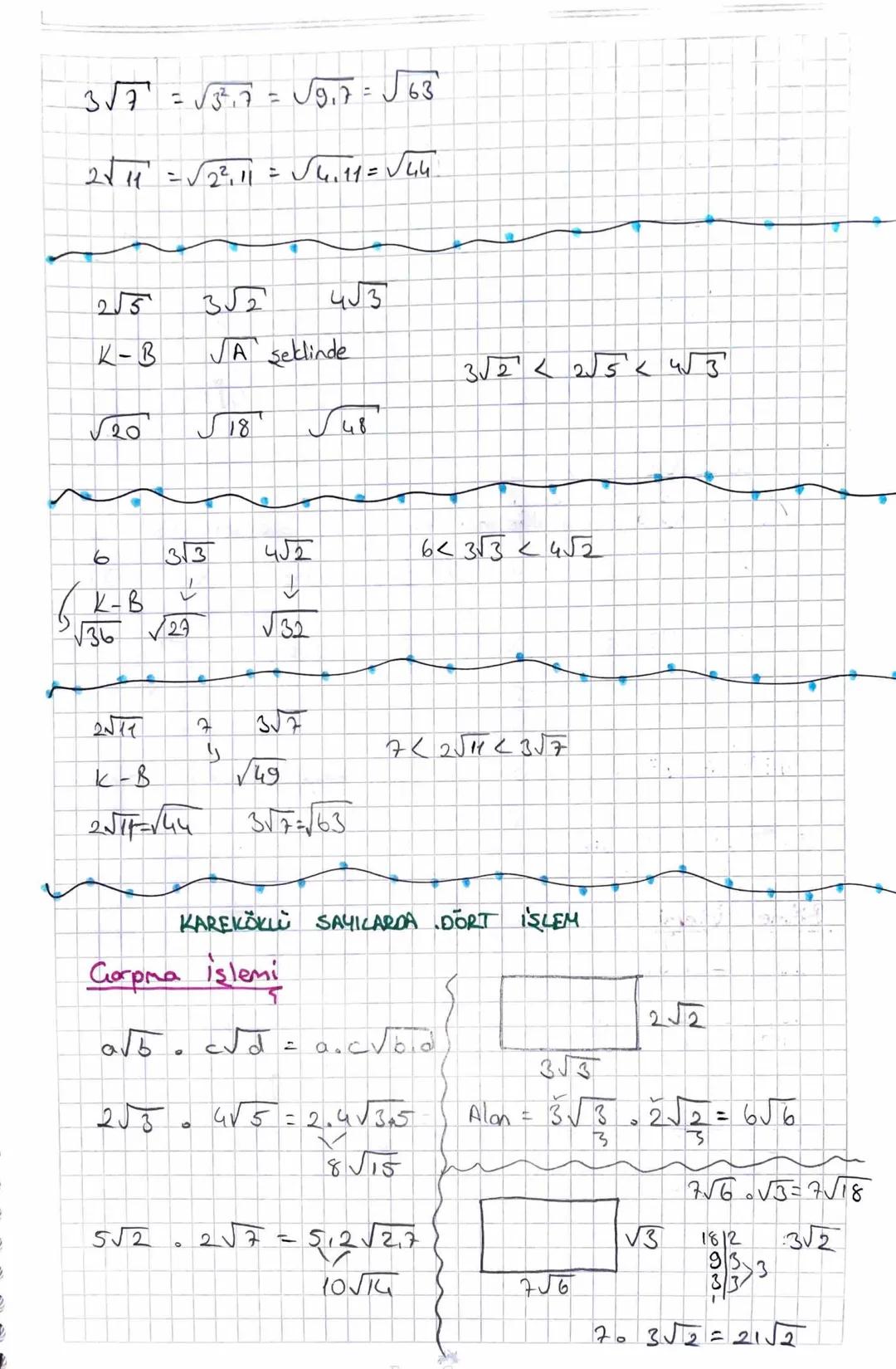 Kore Kök Alma
KARE KÖKLÜ SAYILAR
2x -> korekök X
✓2 = Lorekök 2
त
2
kökin derecesi
IT
☑
=
✓ » kok sembol's
Х
'
Not: Bir
7
sayinin
korekōkō k
