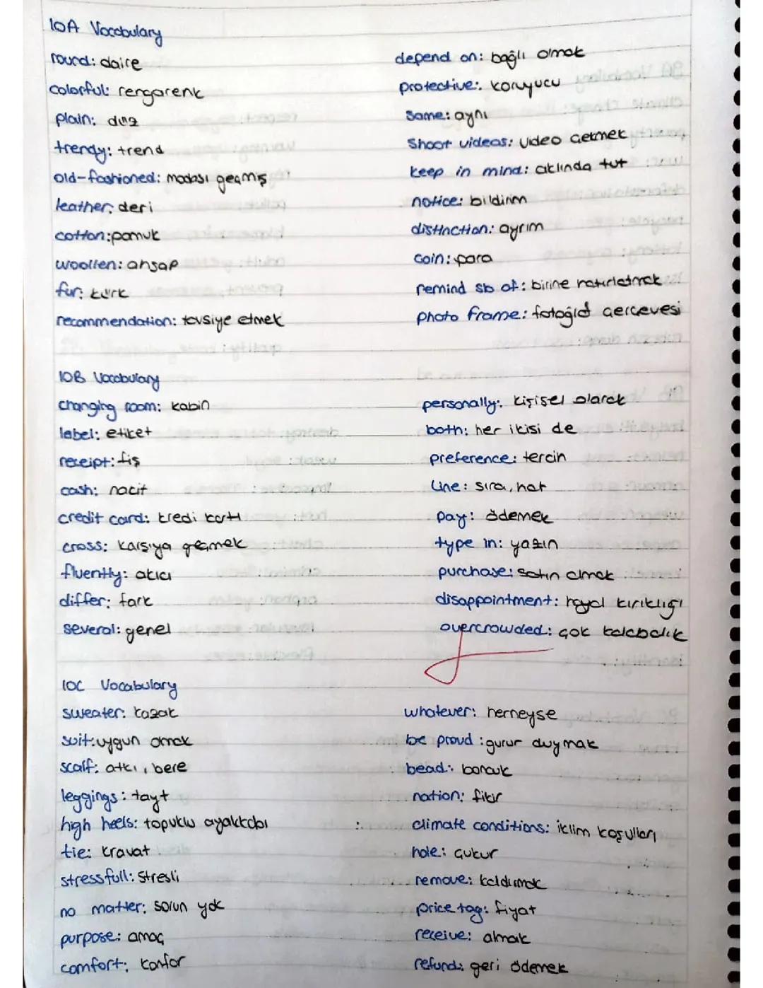 10. Sınıf İngilizce 10. Ünite kelimeleri ve Türkçe karşılıkları