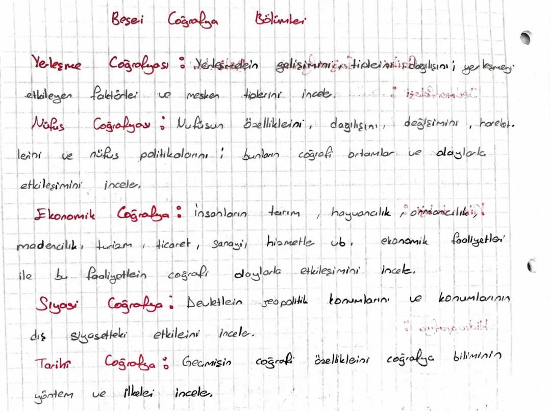 Beşeri coğrafya bölümleri