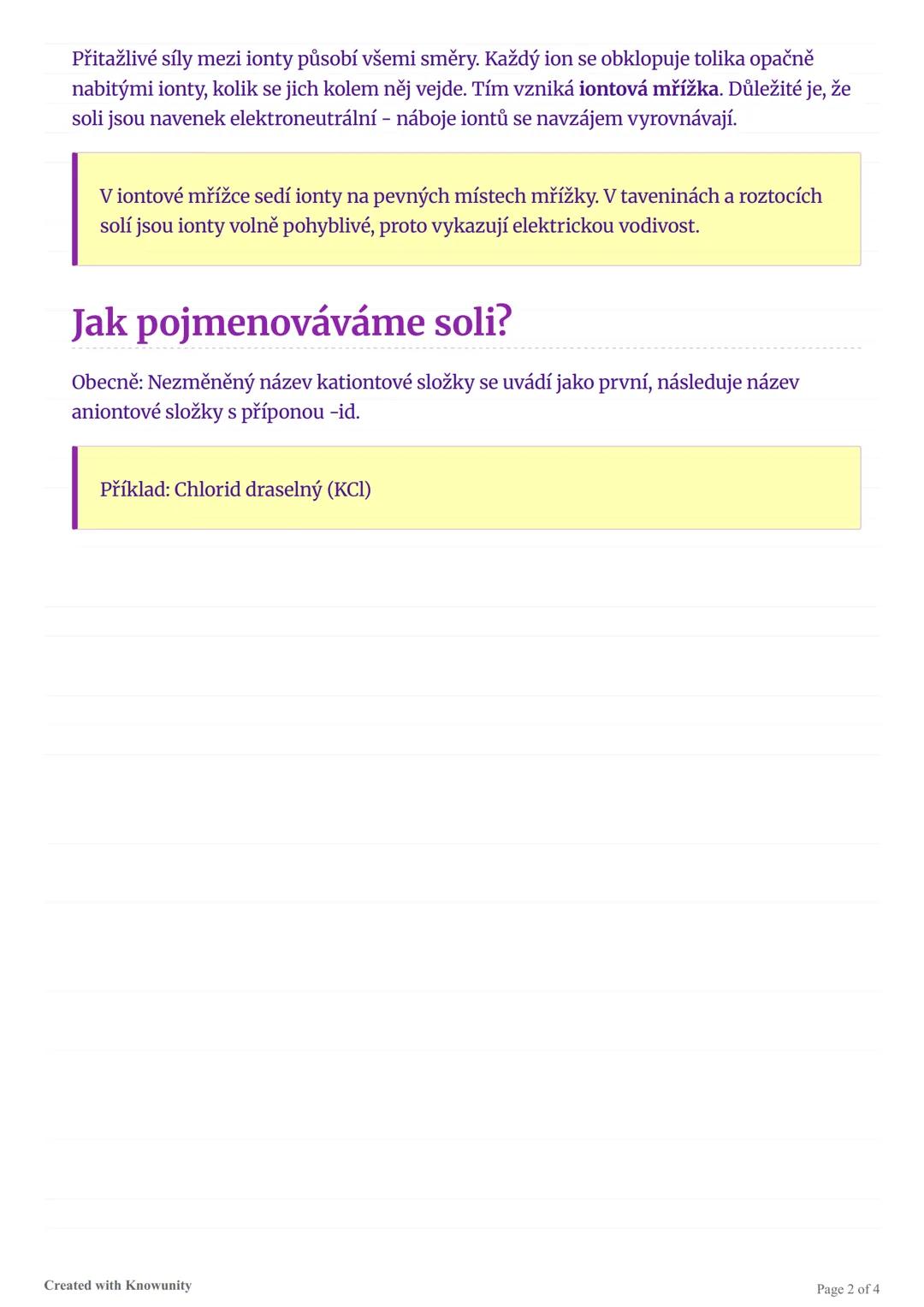 ## Soli - přehled
Komplexní přehled vlastností, struktury a tvorby solí pro studenty gymnázia.
## Co jsou soli?
Soli jsou chemické slouče