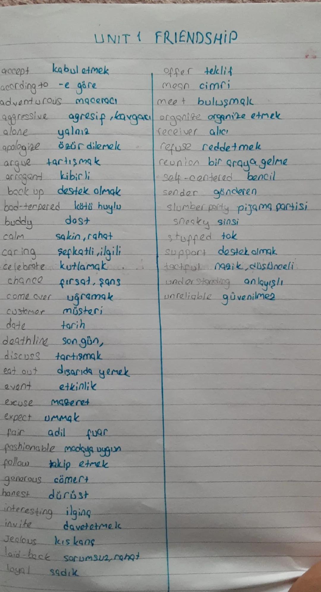 İNGİLİZCE Friendship 8.sınif