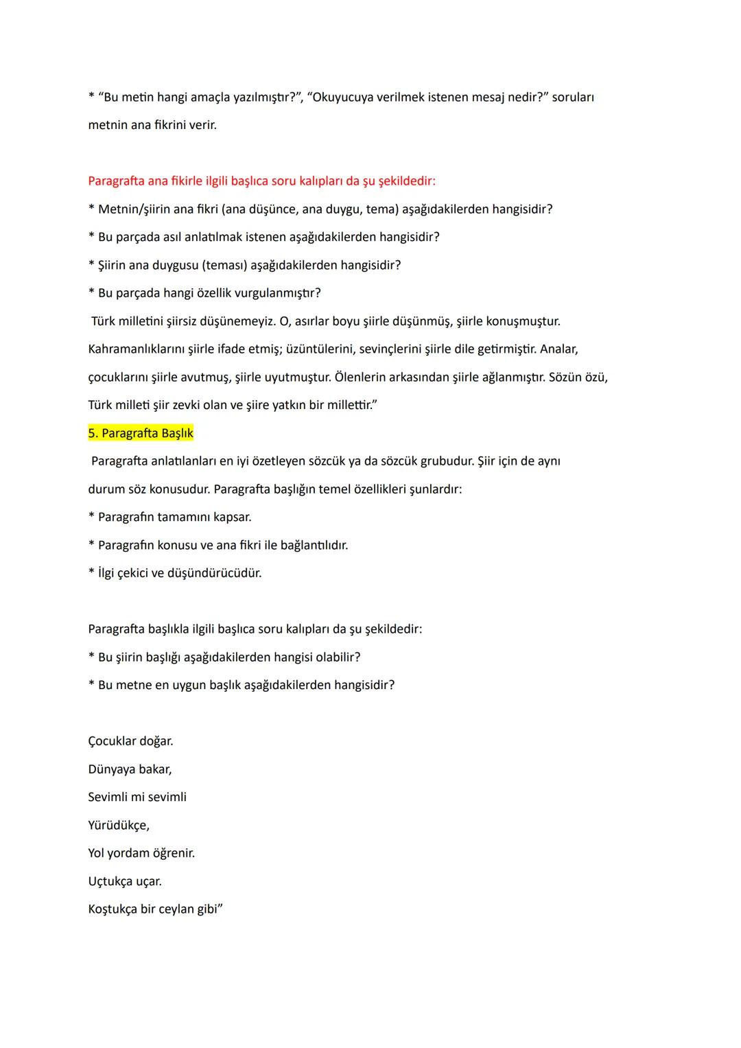 3. PARAGRAFTA ANLAM
Kelimeler cümleleri, cümleler paragrafları, paragraflar da yazıları oluşturur. Paragraf bir
yazının küçültülmüş bir örne