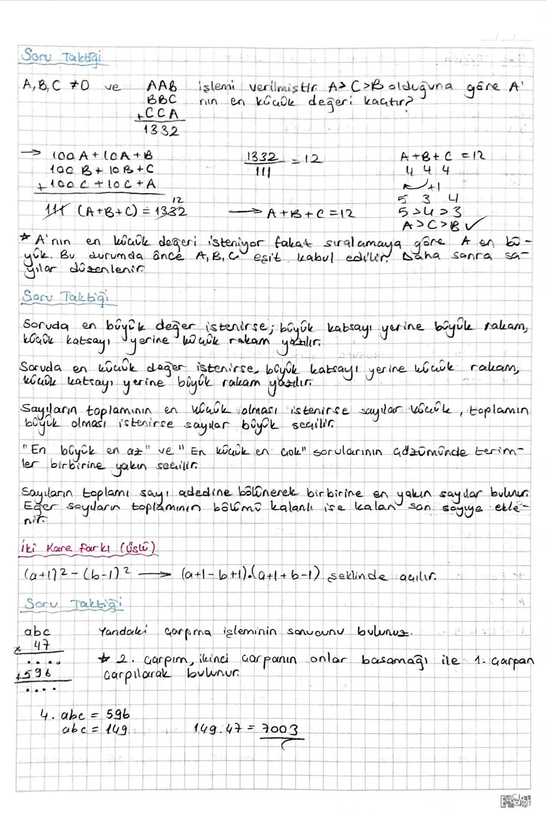 A B C D
BASAMAK KAVRAMI
SA 1902 MAD
Birler Basamağı (D.1)
→ Onlar Basamağı (C.1°)
→ Yüzler Basamağ) (B.100)
→Binler Basamağı (A, 1000)
* ABC