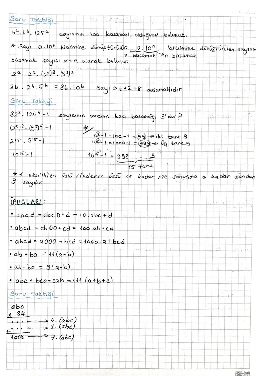 A B C D
BASAMAK KAVRAMI
SA 1902 MAD
Birler Basamağı (D.1)
→ Onlar Basamağı (C.1°)
→ Yüzler Basamağ) (B.100)
→Binler Basamağı (A, 1000)
* ABC