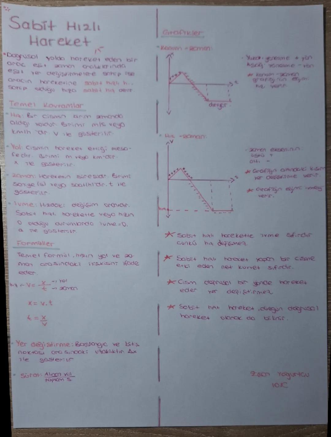 Fizik sabit hızlı hareket