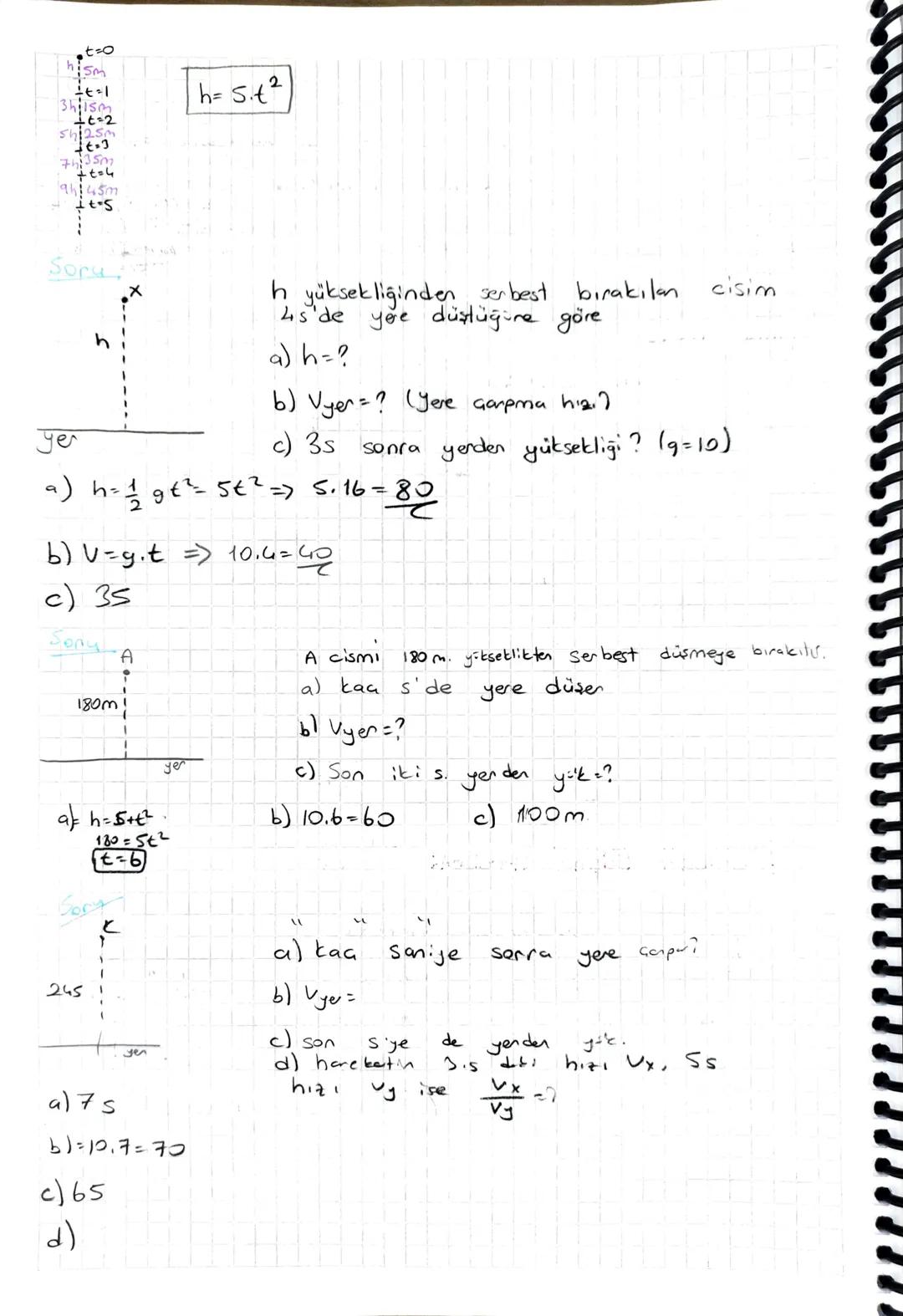 -25+
Serbest Düşme Hareket!
Cismin belirli bir yükseklikten ilk hızsız olarak bırakılmasıdır.
* Cismin kütlesi ne olursa olsun aynı yüksekli