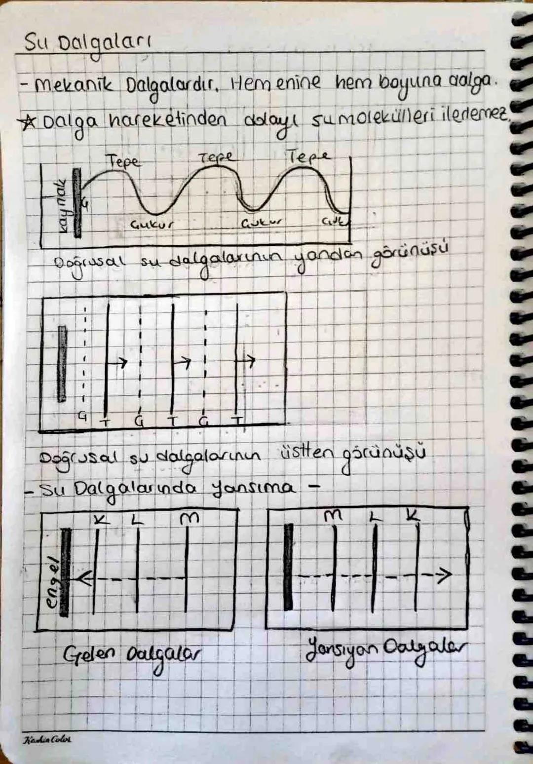 Su Dalgaları
•Mekanik Dalgalardır. Hemenine hem boyuna dalga.
★ Dalga
hareketinden
dday!
Sumolekülleri iledemez)
Tepe
Tepe
Tepe
kaynak
Çukur