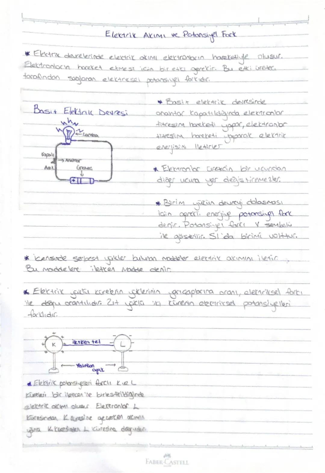 Elektrik AKIMI ve
Potansiyel
Fork
* Elektrik devrelerinde elektrik akımı elektrombria hareketiyle olusur.
Elektronlock hareket etmesi için b