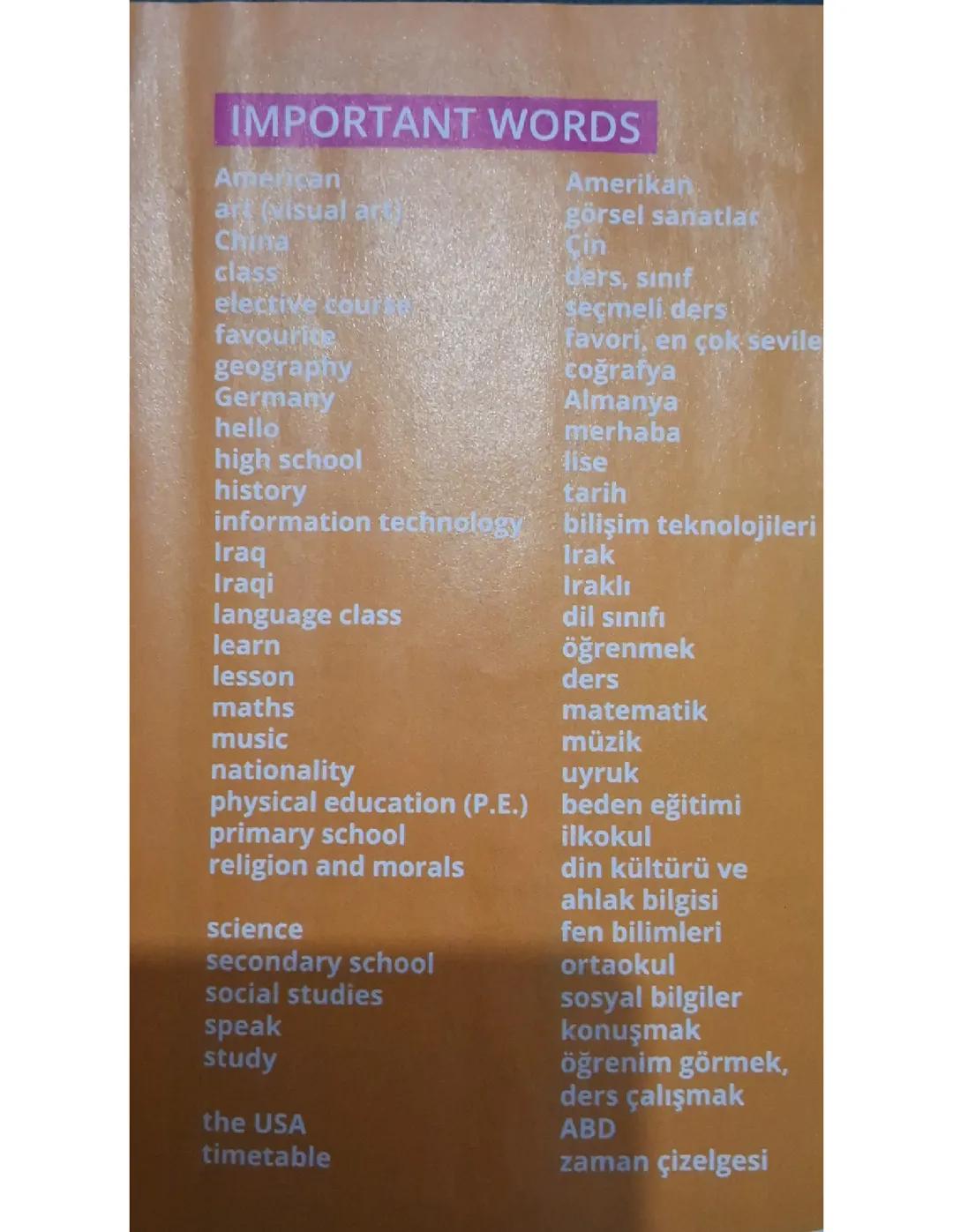 5. Sınıf İngilizce 1. Ünite Konuları ve Testleri