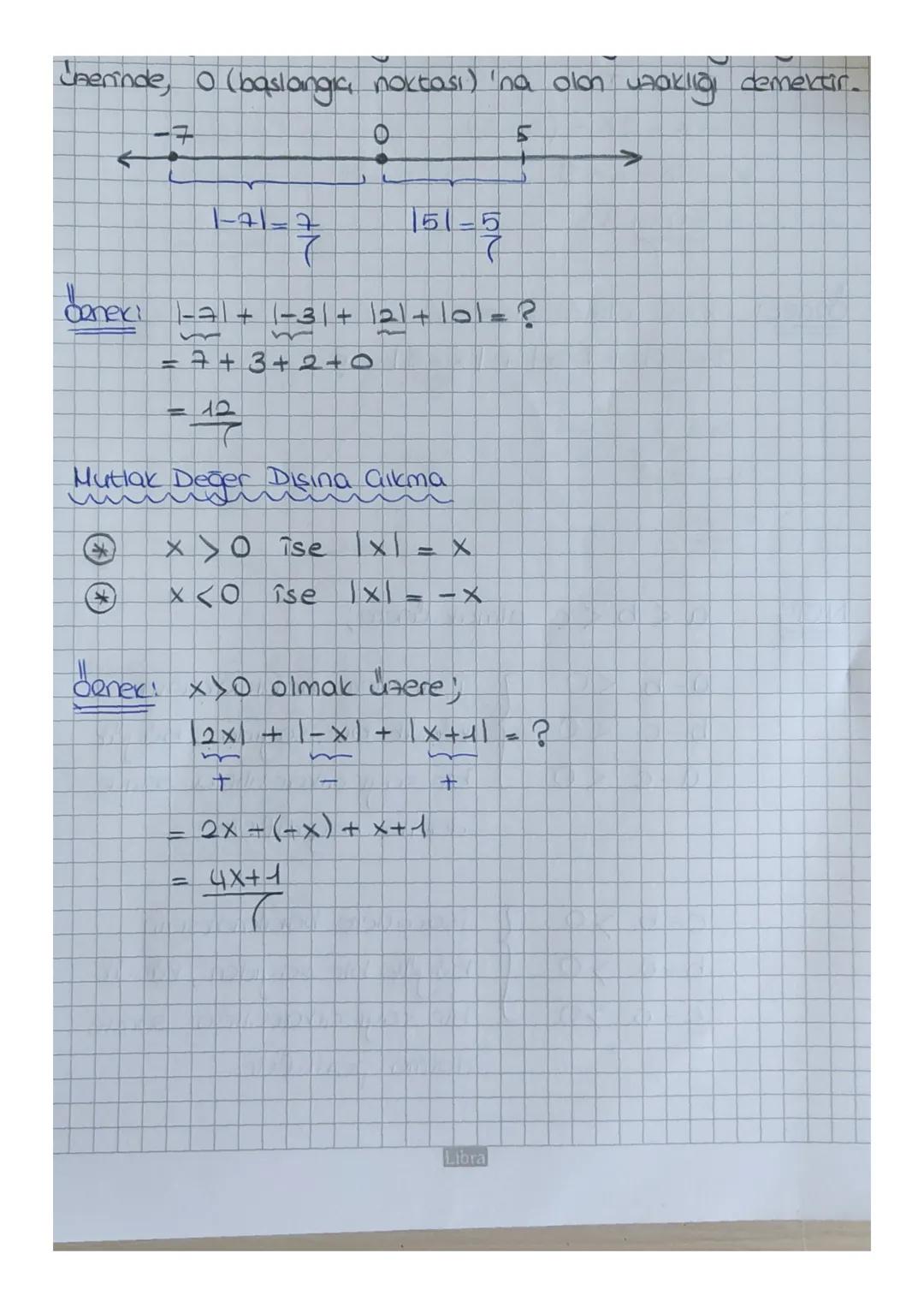 Cherinde, 0 (baslangia, noktası) na olan
-7
1-21-2
151-5
7
5
Cenexi 1-71+ 1-3+2+0=?
= 7 + 3 + 2 + 0
= 12
Mutlak
Değer
Disina Cikma
× > 0 ise
