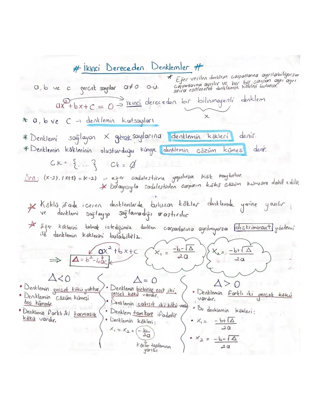 İkinci Dereceden Denklemler: Temel Bilgiler ve Çözüm Yöntemleri