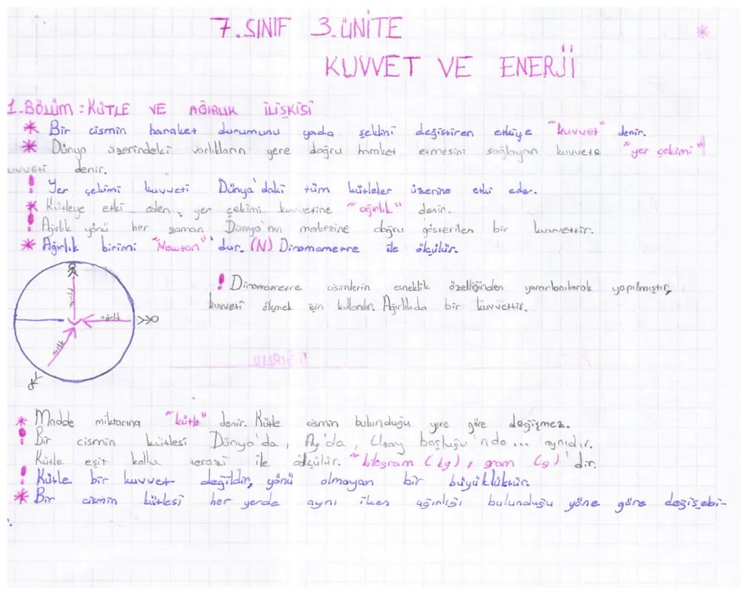 7. Sınıf Fen bilimleri Kuvvet ve enerji