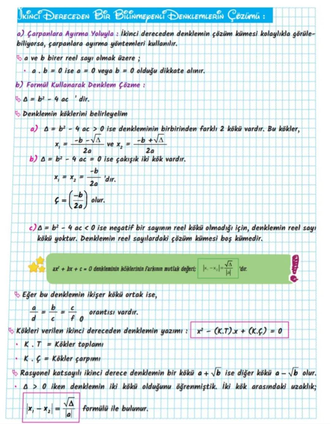 # IKINCI DERECEDEN BİR BilinmeyeNLI DENKLEMLERİN Çözümü :
a) Çarpanlara Ayırma Yoluyla İkinci dereceden denklemin çözüm kümesi kolaylıkla g