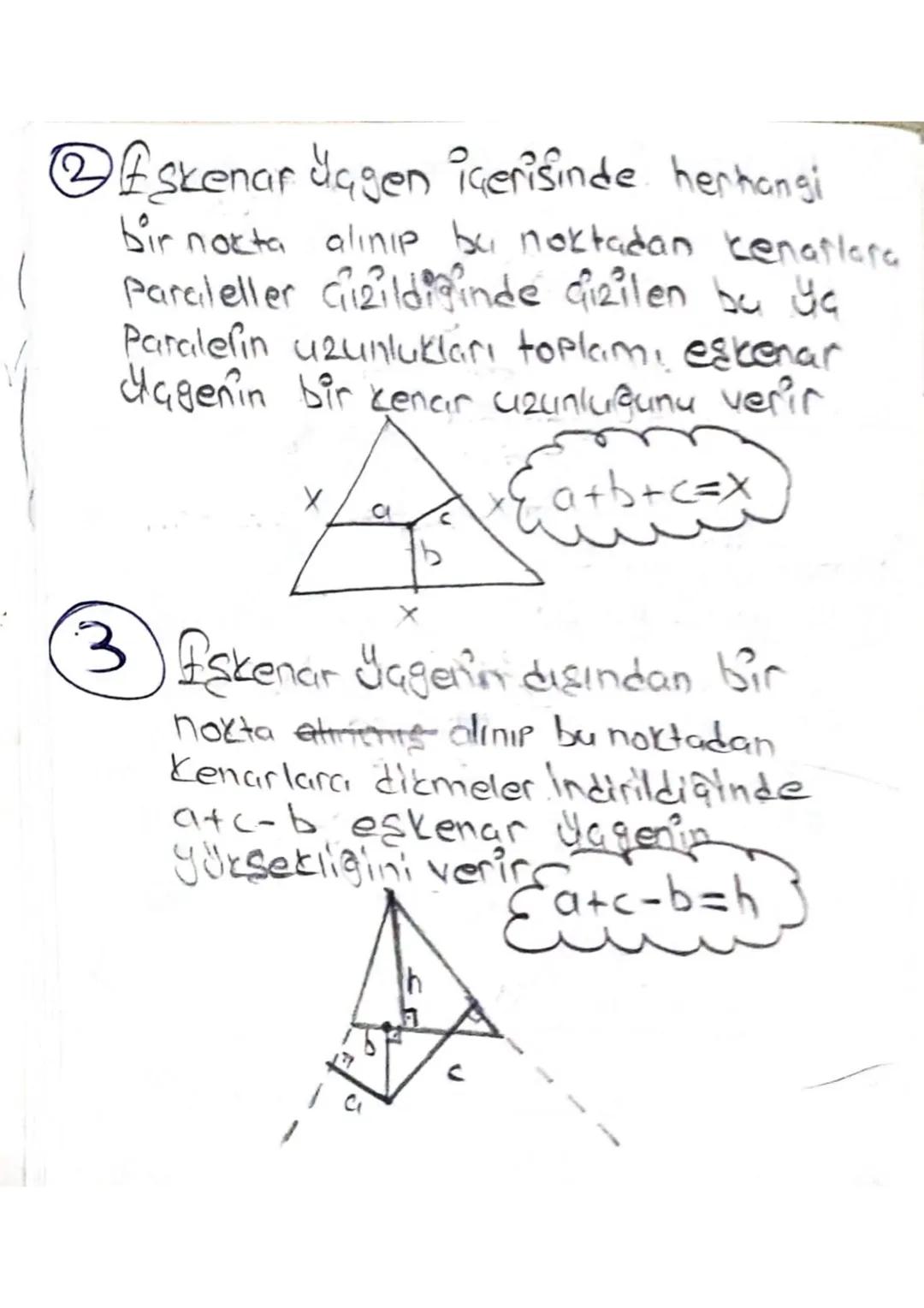 # ikizkenar Sagen
①ikiz kenar Üçgenin tabanında herhangi
bir nokta alınır eşit kenarlara diemeler
Gizildiğinde, çizilen dikmelerin uzunlukl
