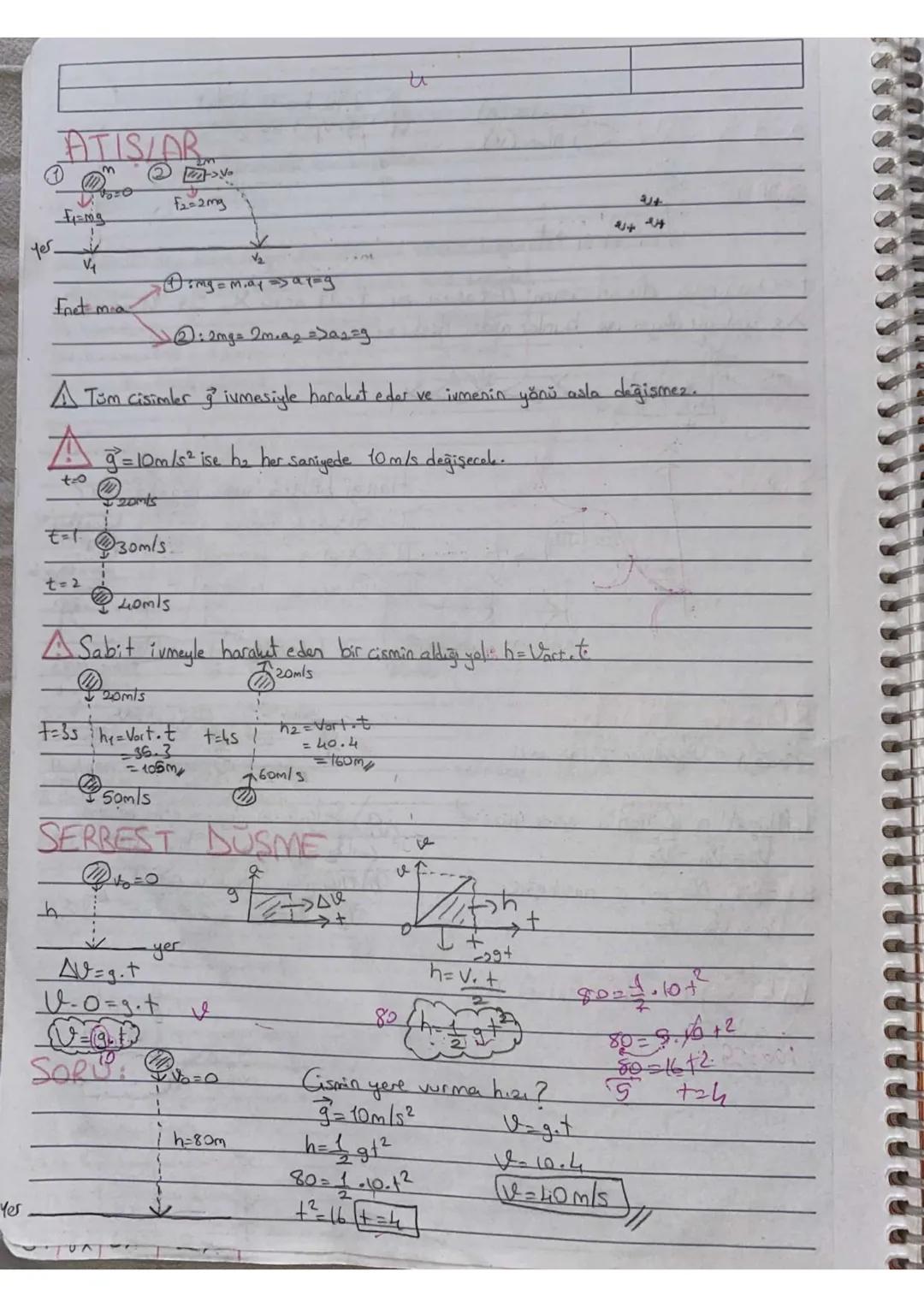 # YUKARIDAN ASAĞI DÜŞEY ATIS
AV
Vo
h
Vort
t
t
2
Av=g-t
V-Vo=g.t
V = Vo+g.t
h-Vo.t+vat
h = vot + ½ gt h=65 +972
5+2
SORU: K
Ji