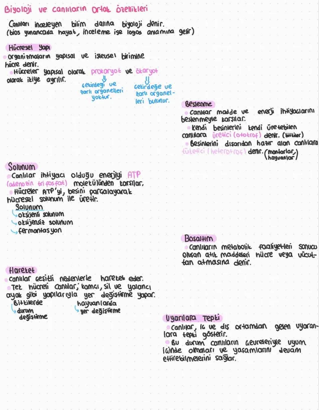 Biyoloji ve canlıların ortak özellikleri
Canlıları inceleyen bilim dalına biyoloji denir.
(bios yunancada hayat, inceleme ise logos anlamına