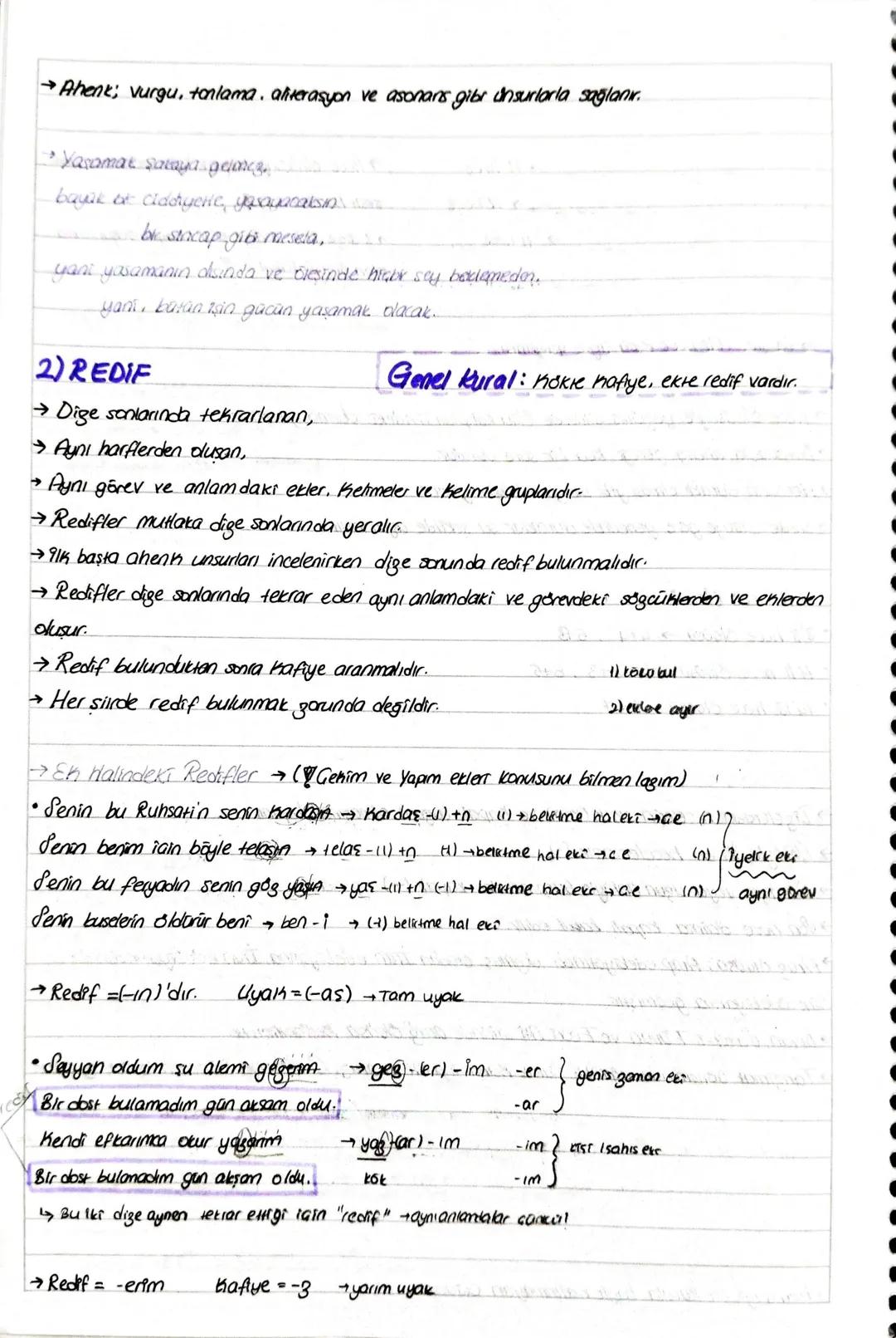 # AHENK UNSURLARI
→Sirde ahenk; Seslerin kulağa hos gelmesiyle duşur.
→Başlıca ahenk unsurları şunlardır;
1) Ölçü (Vezin)
2) Redif
2) K