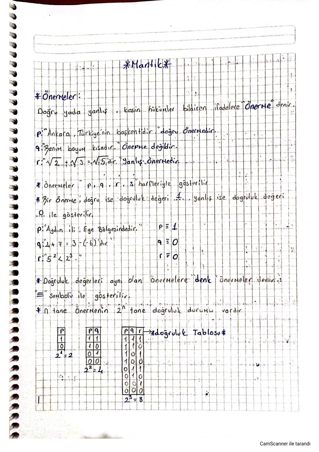 *Onermeler:
*Mantik*
Doğru yada yanlış
kesin hükümler bildiren ifadelere önerme denir.
P." "Ankara, Türkiye'nin başkentidir "doğru önermedir