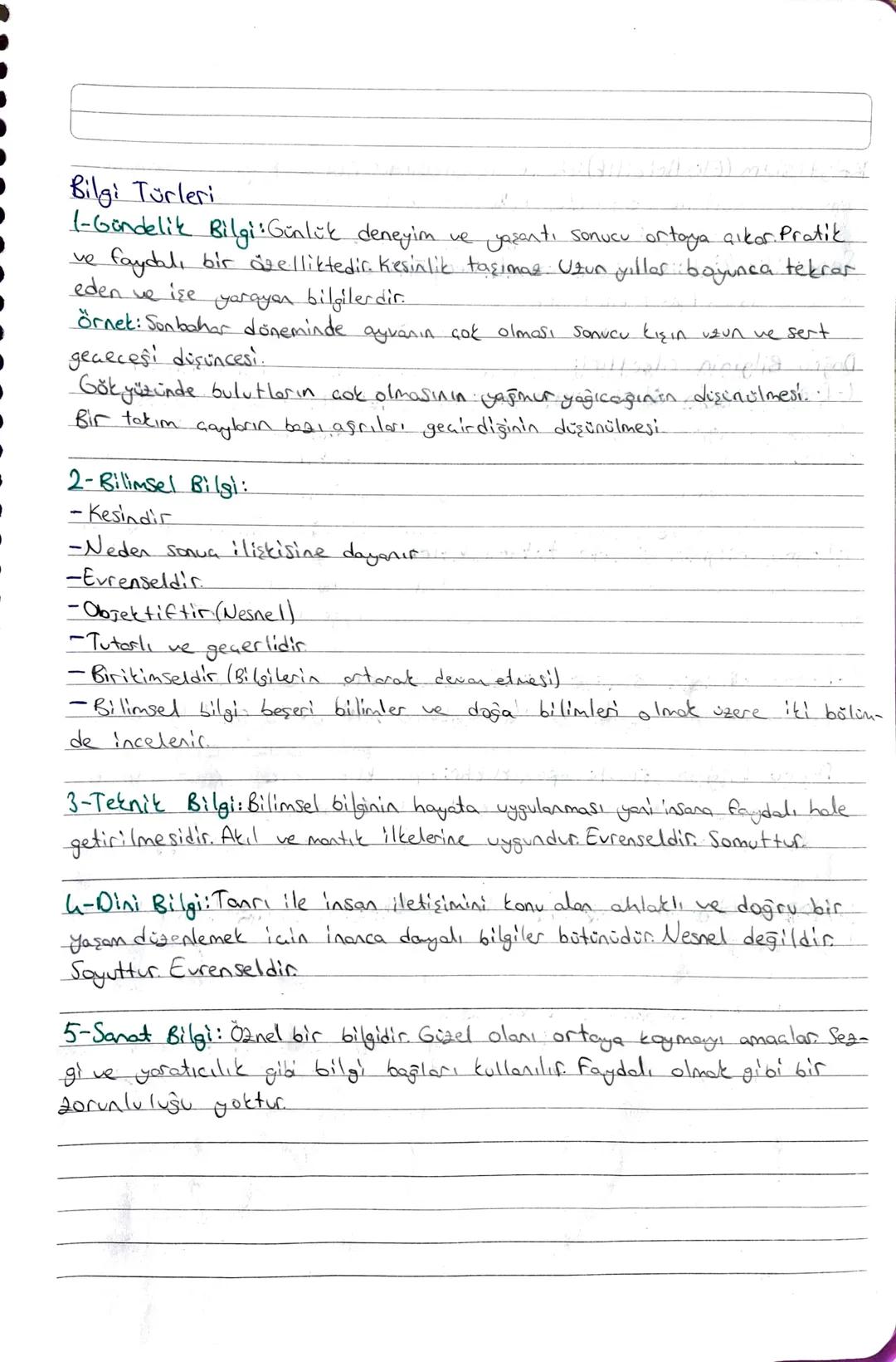 Bilgi Türleri, Bilim ve Ahlak Felsefesi