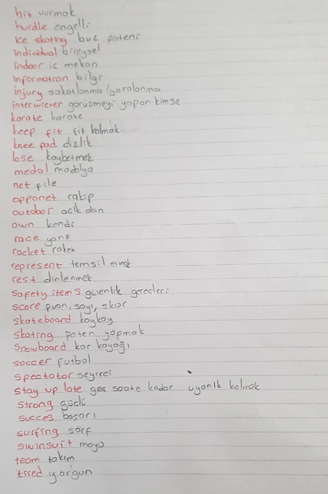 UNIT 25 PORTS
a goal bir got
a point
bir
puan
achieve bosarmak
applaud albaşlamak
application form
archery okçuluk
arrow ok
basuuru
Formu
at