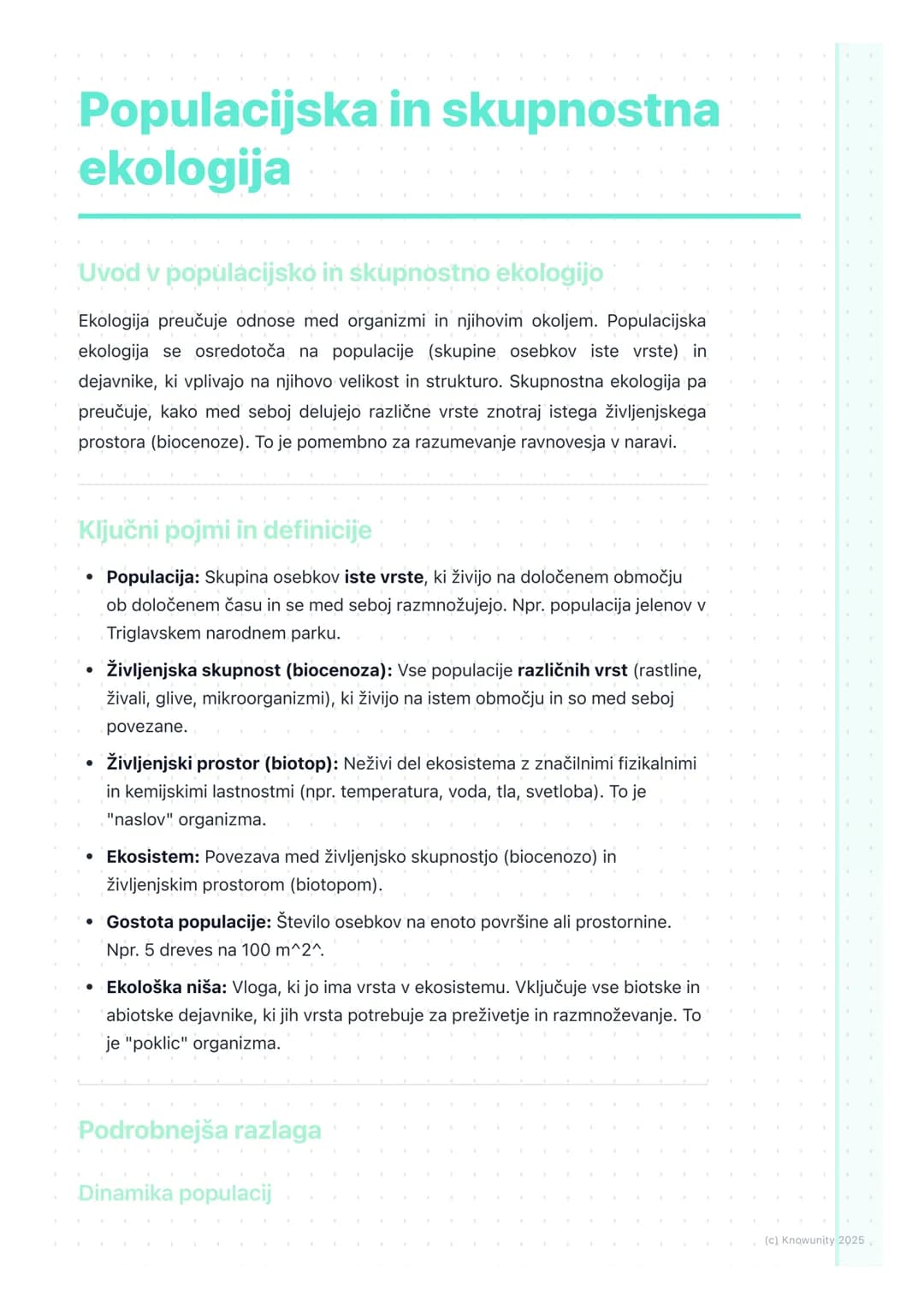 # Populacijska in skupnostna
ekologija
Uvod v populacijsko in skupnostno ekologijo
Ekologija preučuje odnose med organizmi in njihovim oko