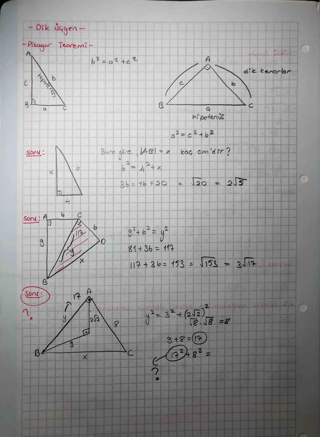 -
- Dik üçgen.
-Pisagor Teoremi-
A.
b²=a2+c2
b
hipotenus
B.
а
C
Sory:
X
Sory: A
D
00
a
4
6
b
C
B
A
b
dik kenarlar
C
a
Buna göre, ABI = x
6²