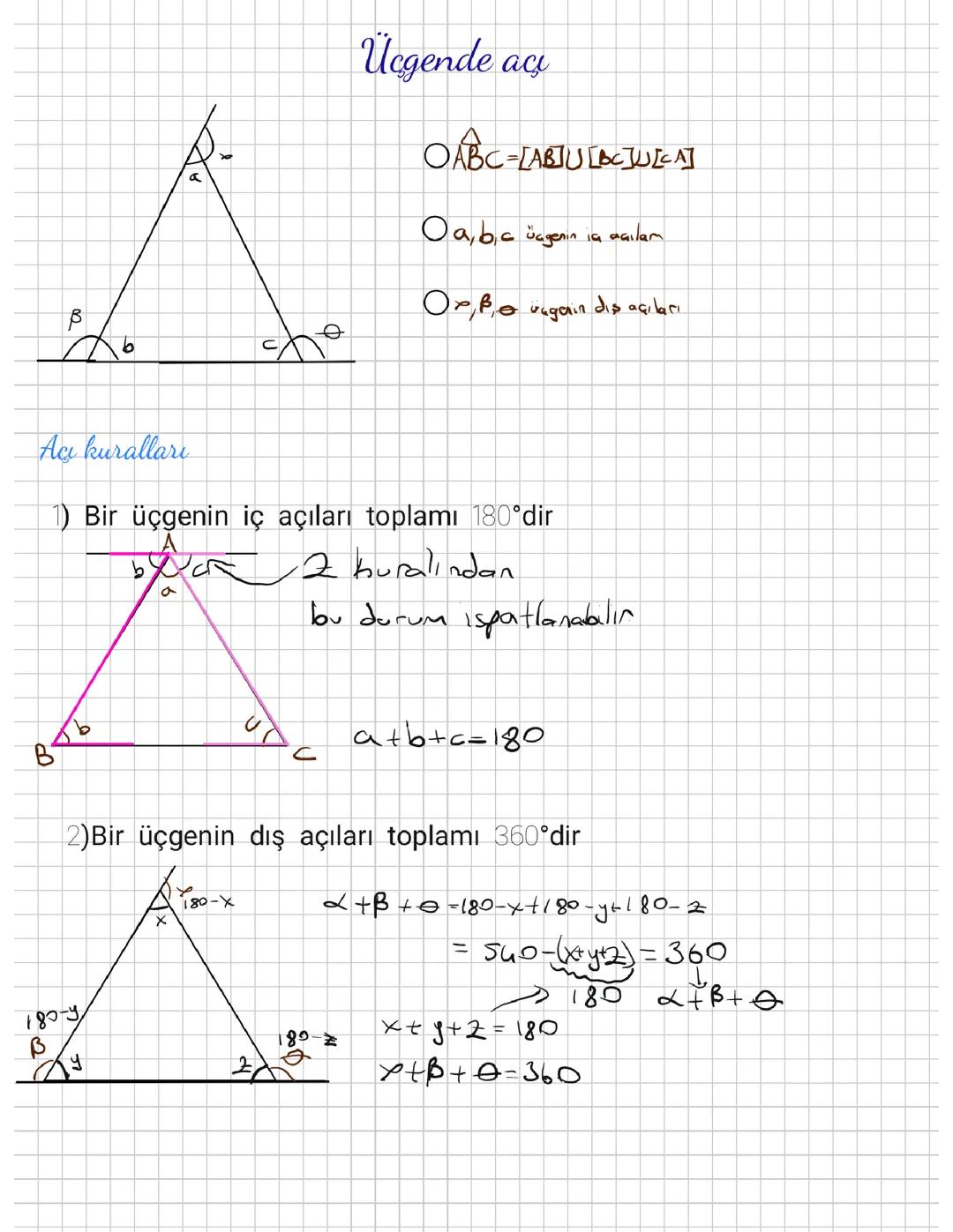 Üçgende Açı Konusu - Geometri Ders Notları