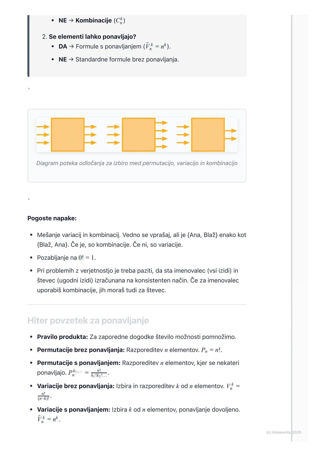 # Kombinatorika
Osnovni princip kombinatorike
Kombinatorika je v bistvu umetnost štetja. Ukvarja se z vprašanjem, na koliko
načinov lahko