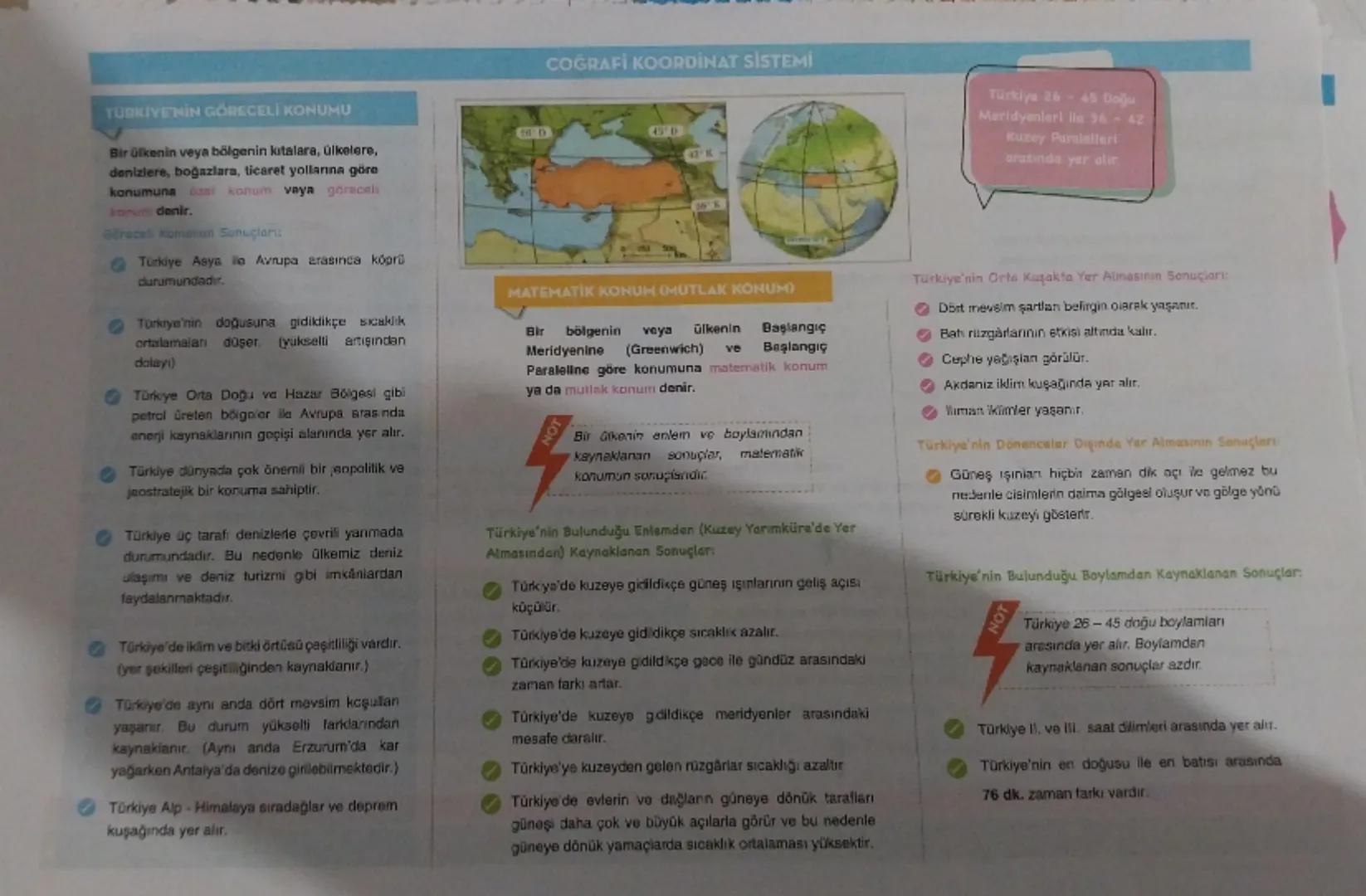 COĞRAFİ KONUM
Bir yerin dünya üzerinde bulunduğu alana
coğrafi konum denir, Coğrafi konum ikiye
ayrılır.
Muttak konum
PARALELLERİN ÖZELLİKLE