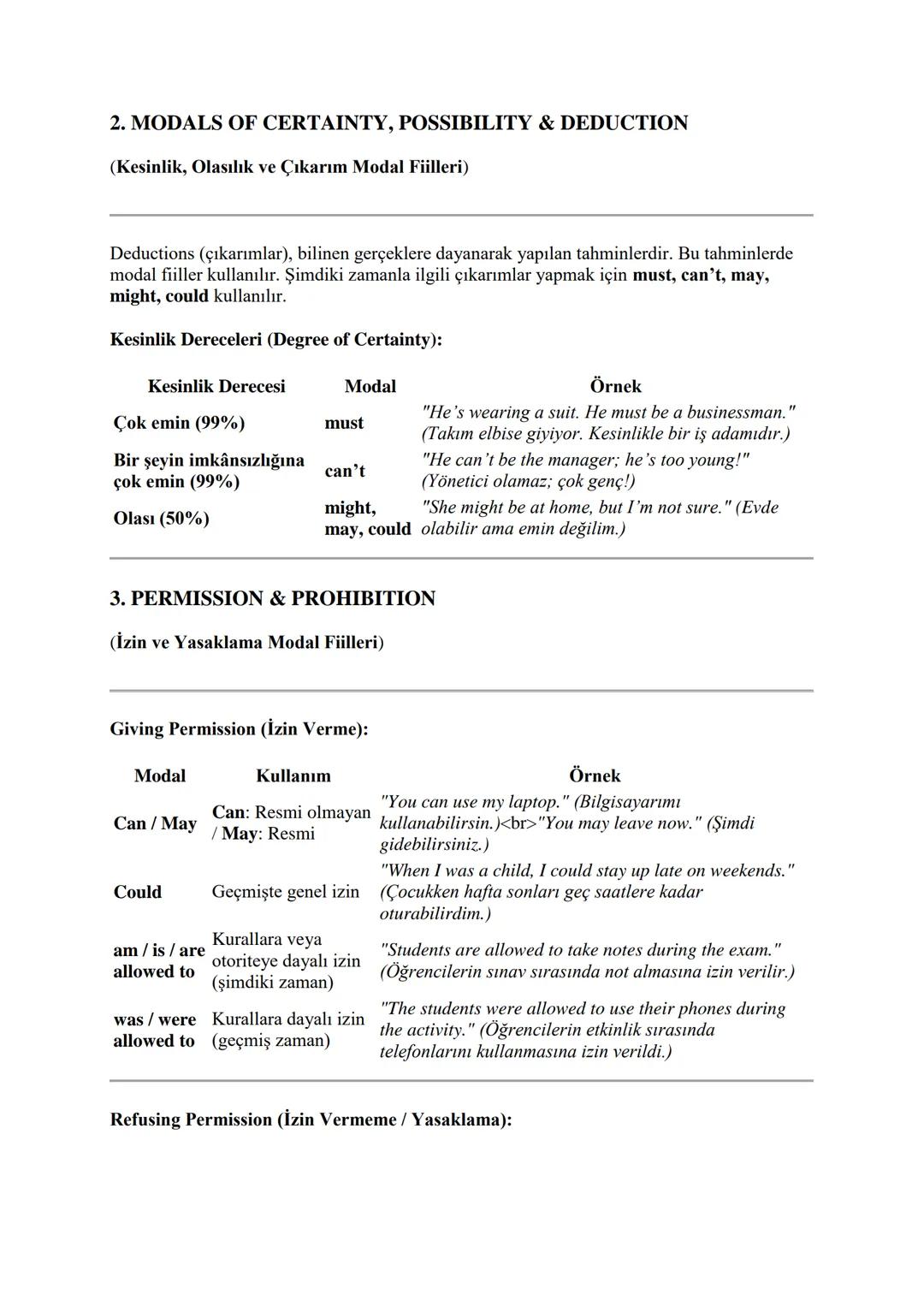 MODAL VERBS & MODAL-LIKE
VERBS (MODAL FİİLLER VE MODAL
BENZERİ FİİLLER)
What are modal verbs? (Modal fiiller nedir?)
Modal fiiller, ana fii