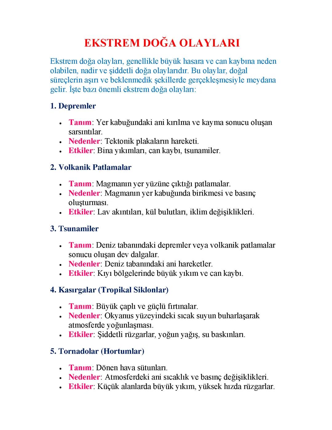 EKSTREM DOĞA OLAYLARI