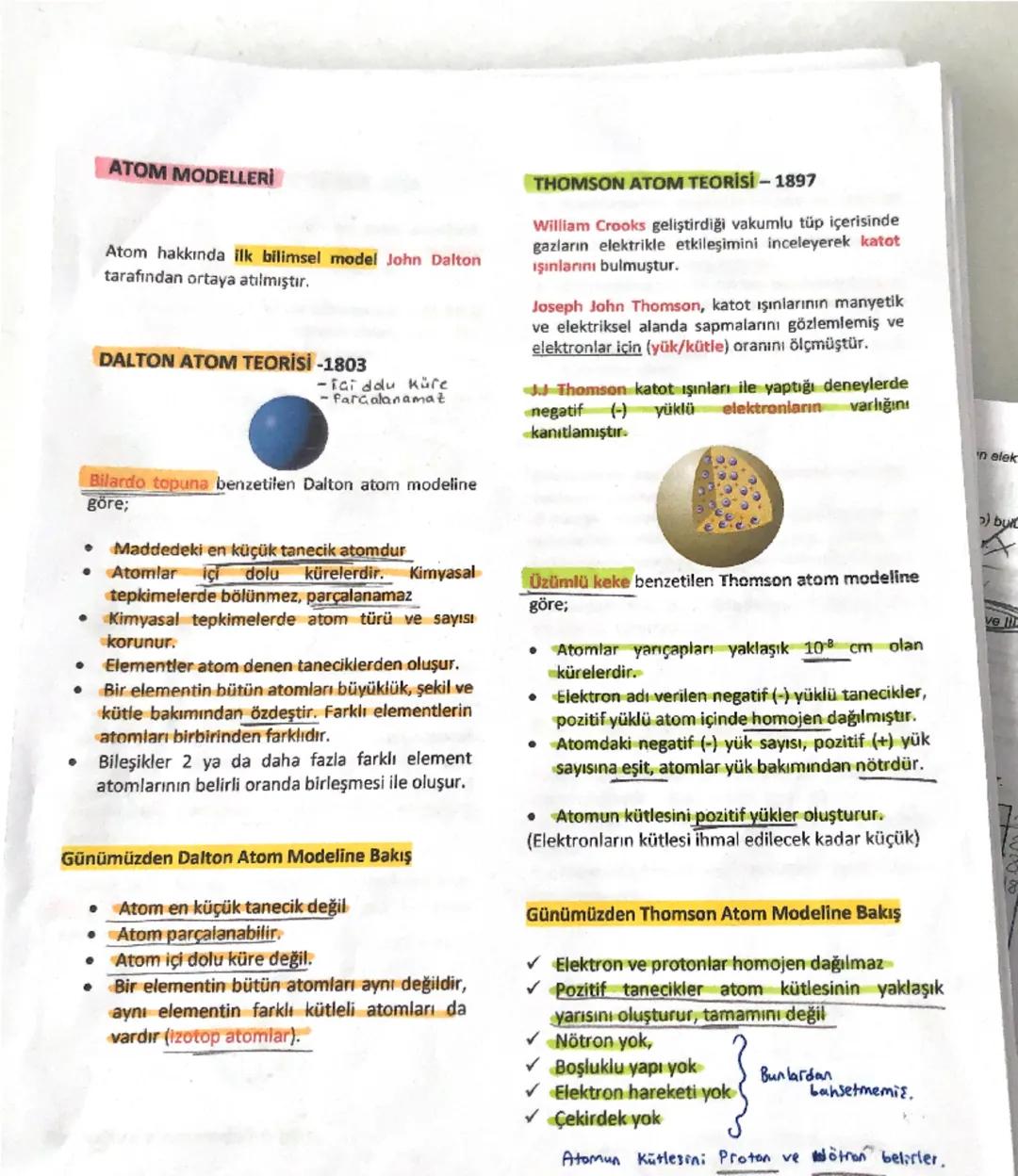 ATOM MODELLERİ
Atom hakkında ilk bilimsel model John Dalton
tarafından ortaya atılmıştır.
DALTON ATOM TEORİSİ -1803
-iai ddu küre
-farçalana