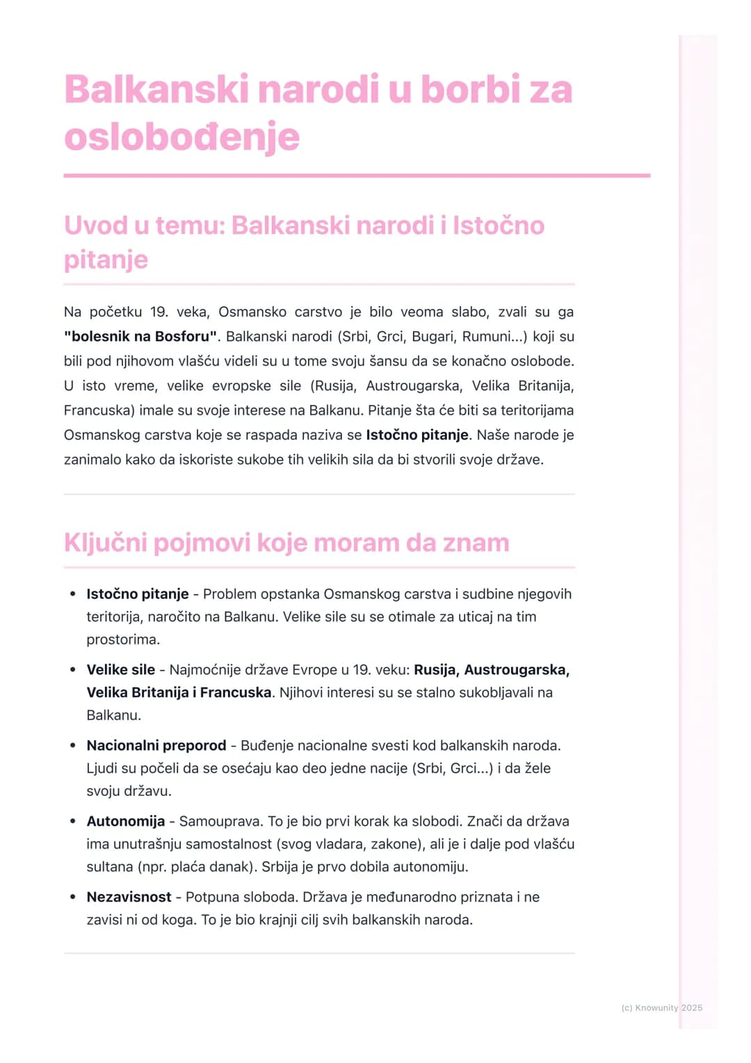 # Balkanski narodi u borbi za
oslobođenje
Uvod u temu: Balkanski narodi i Istočno
pitanje
Na početku 19. veka, Osmansko carstvo je bilo ve