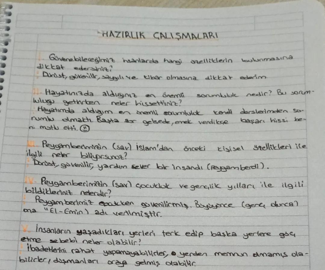 7. Sınıf Peygamberimizin Hayatı Ders Notları 📘